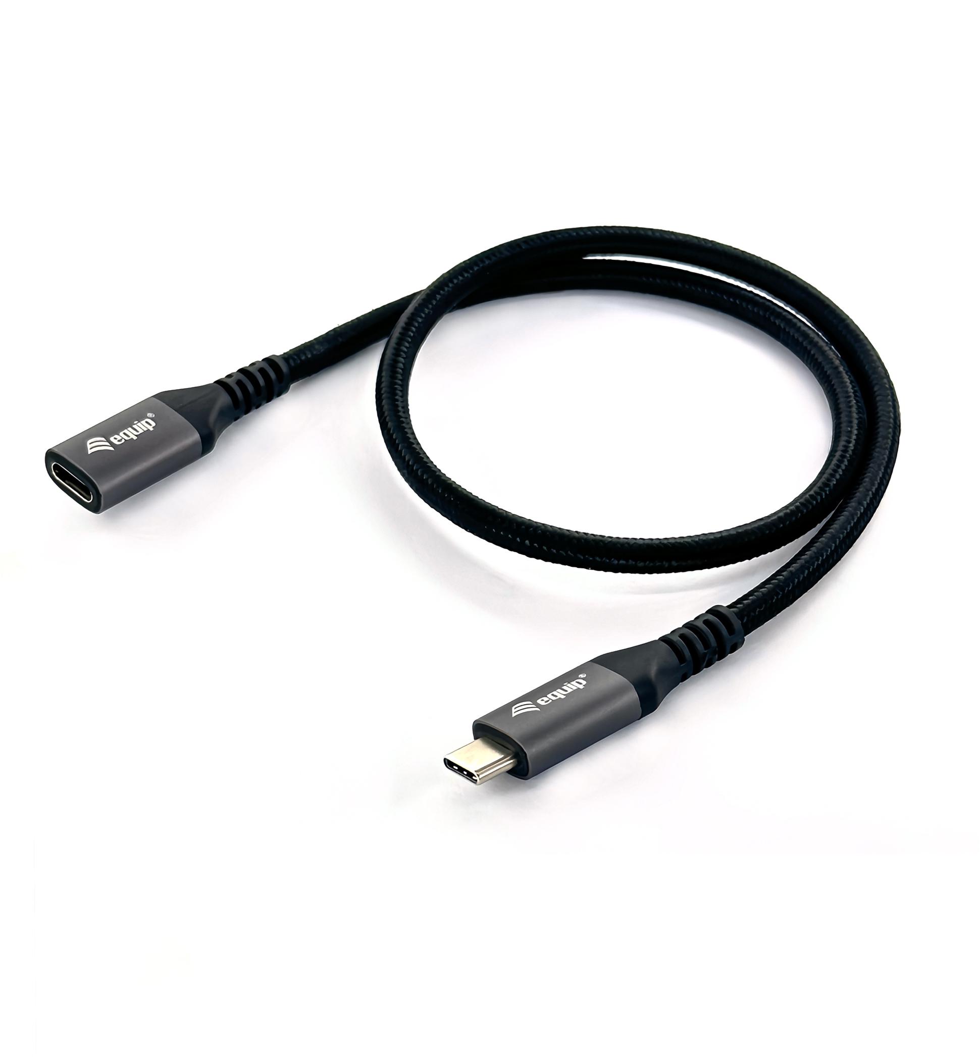 Cable Equip Extensión USB 3.2 Gen 2 10Gbps, USB-C M/F 1 M Negro