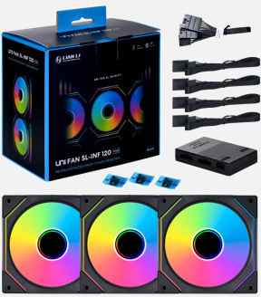 Lian Li - Ventilador Lian Li UNI FAN SL120 Infinity RGB Reverse Blade PWM Negro 120mm (Pack 3)