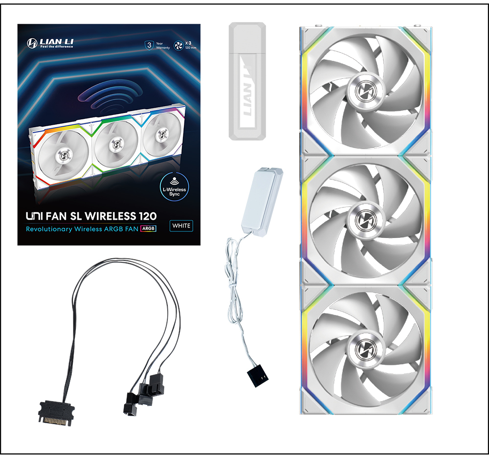 Lian Li - Ventilador Lian Li UNI FAN SL120 Wireless RGB PWM Blanco 120mm (Pack 3)