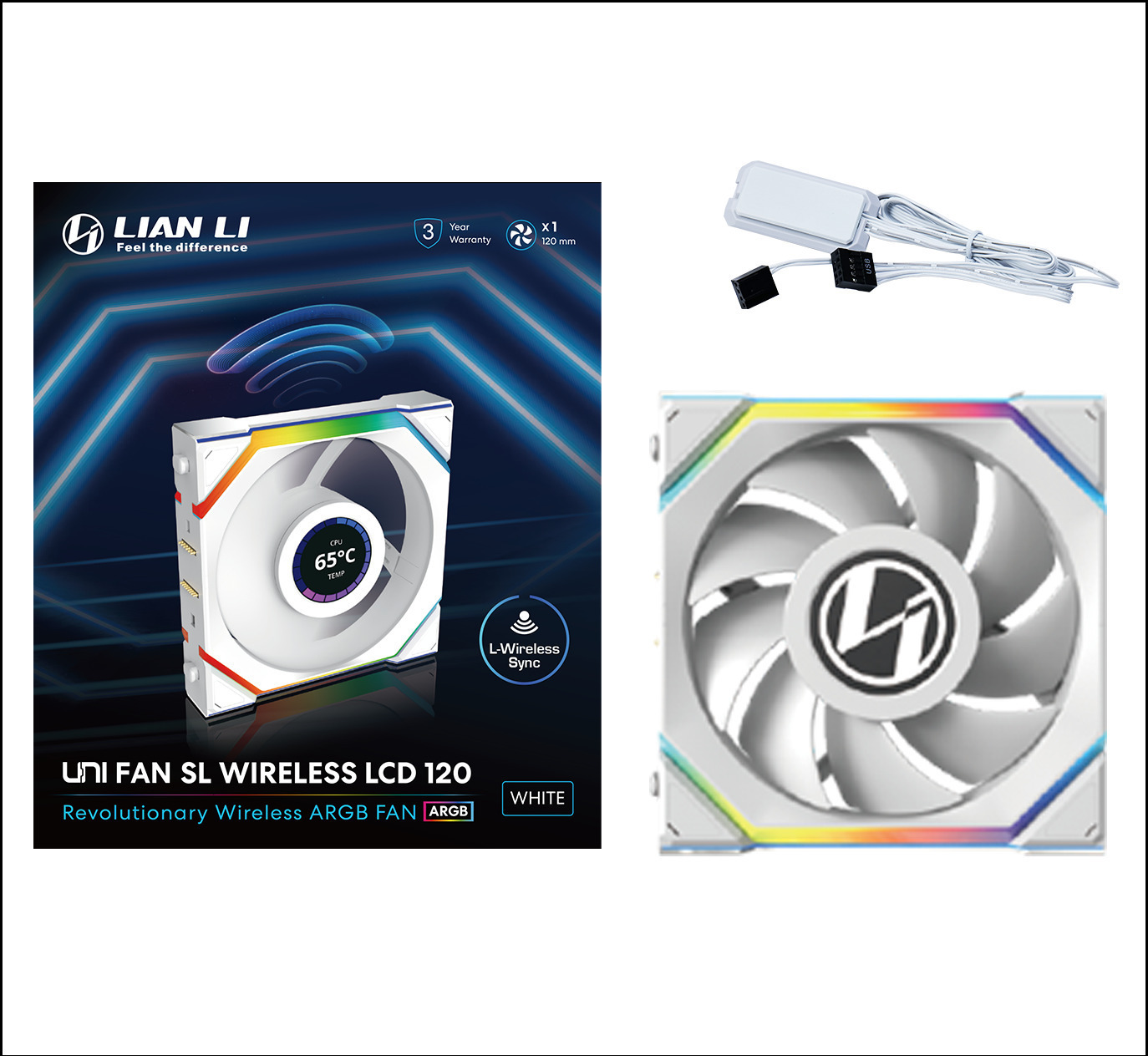 Lian Li - Ventilador Lian Li UNI FAN SL120 LCD Wireless RGB PWM Blanco 120mm