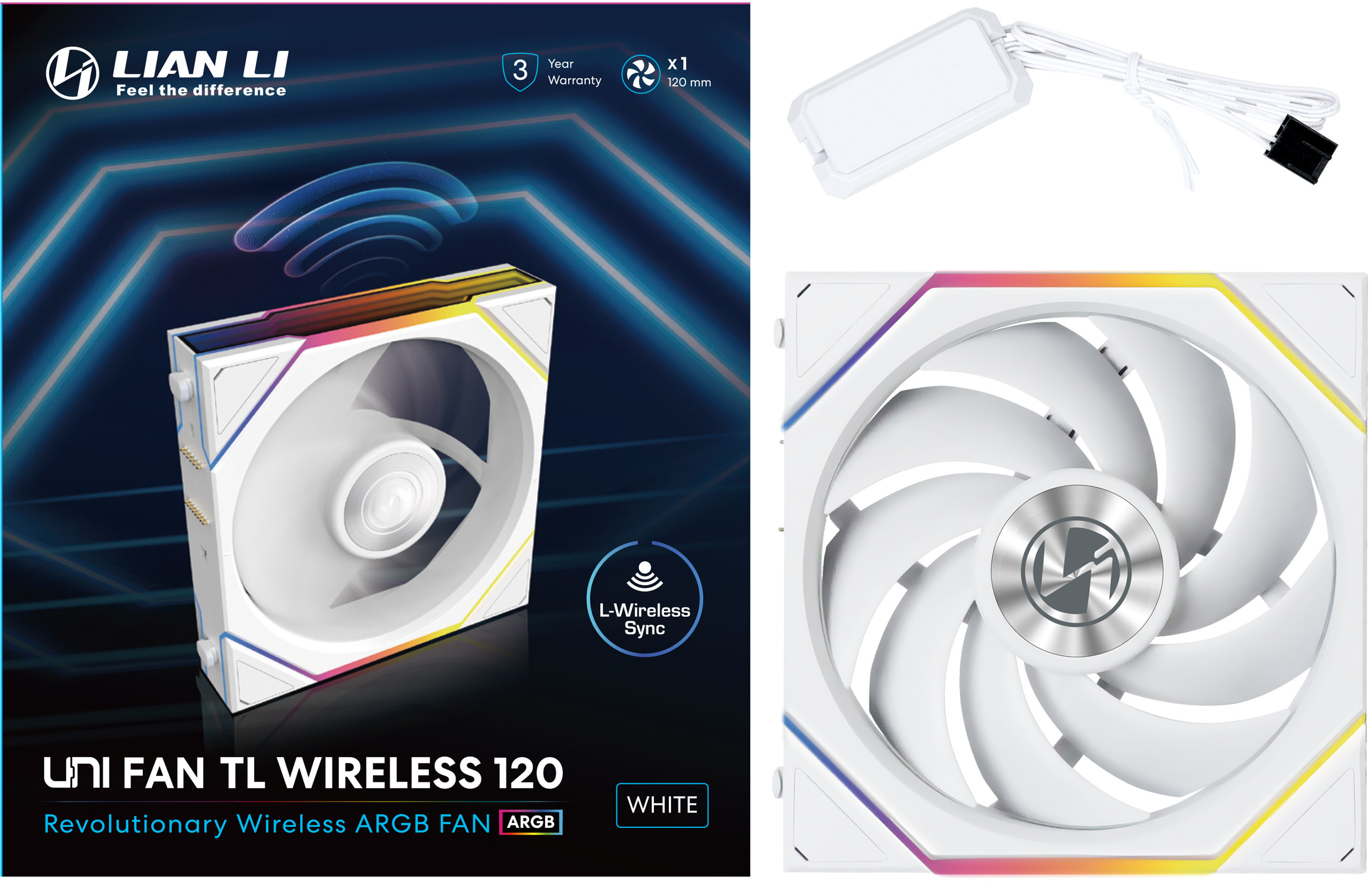 Lian Li - Ventilador Lian Li UNI FAN TL120 Wireless RGB PWM Blanco 120mm