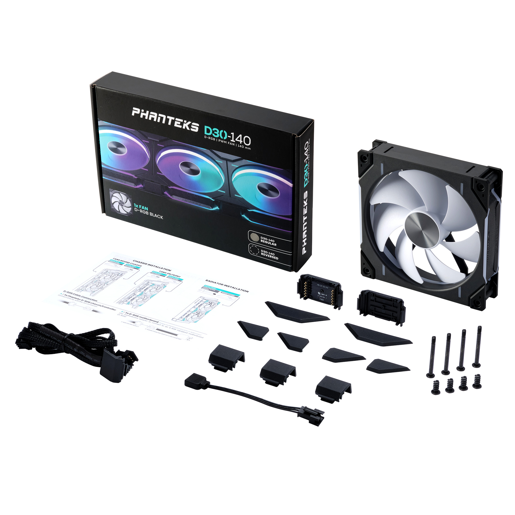 Phanteks - Ventilador Phanteks D30 PWM D-RGB Negro - 140mm