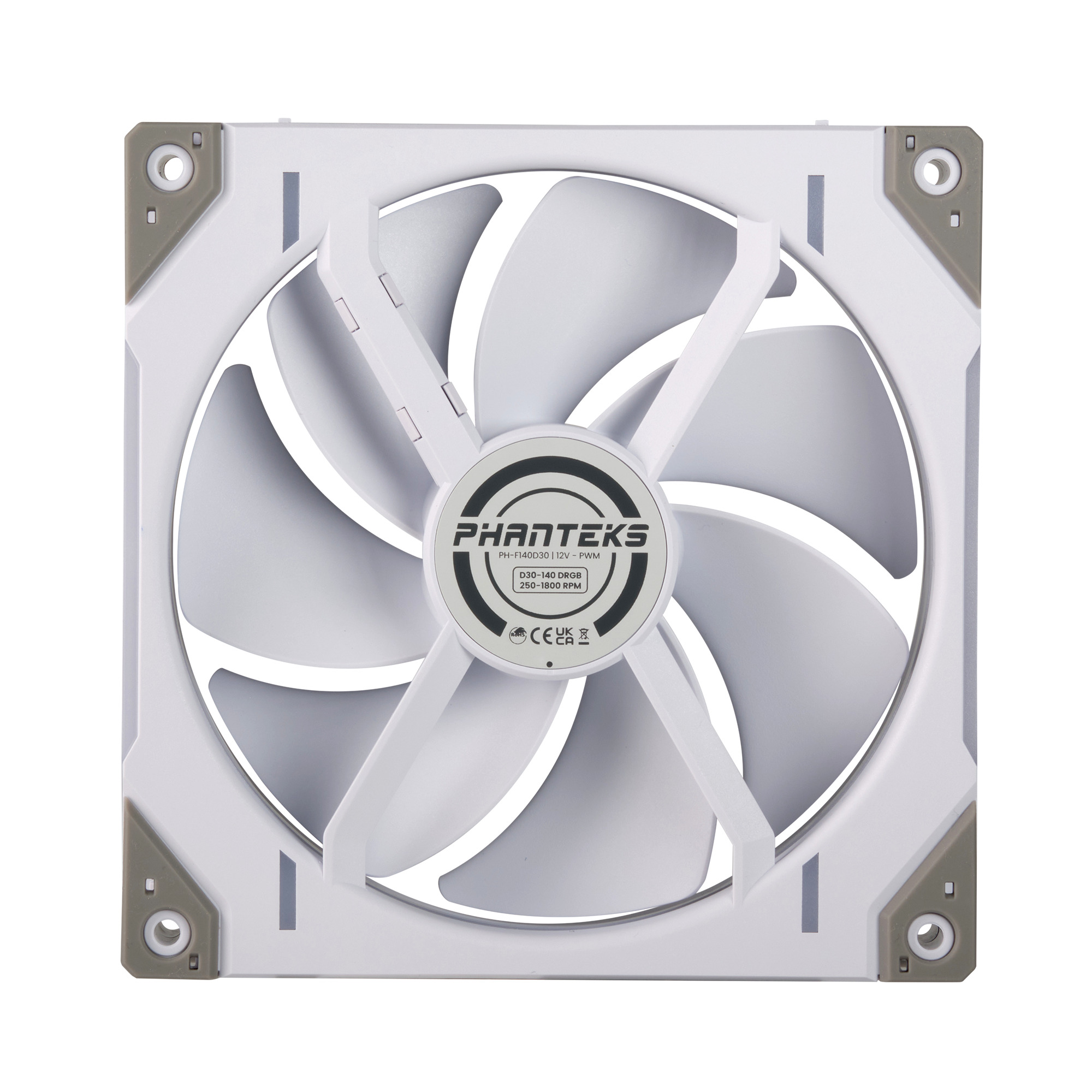 Phanteks - Ventilador Phanteks D30 PWM D-RGB Blanco Pack 3 - 140mm