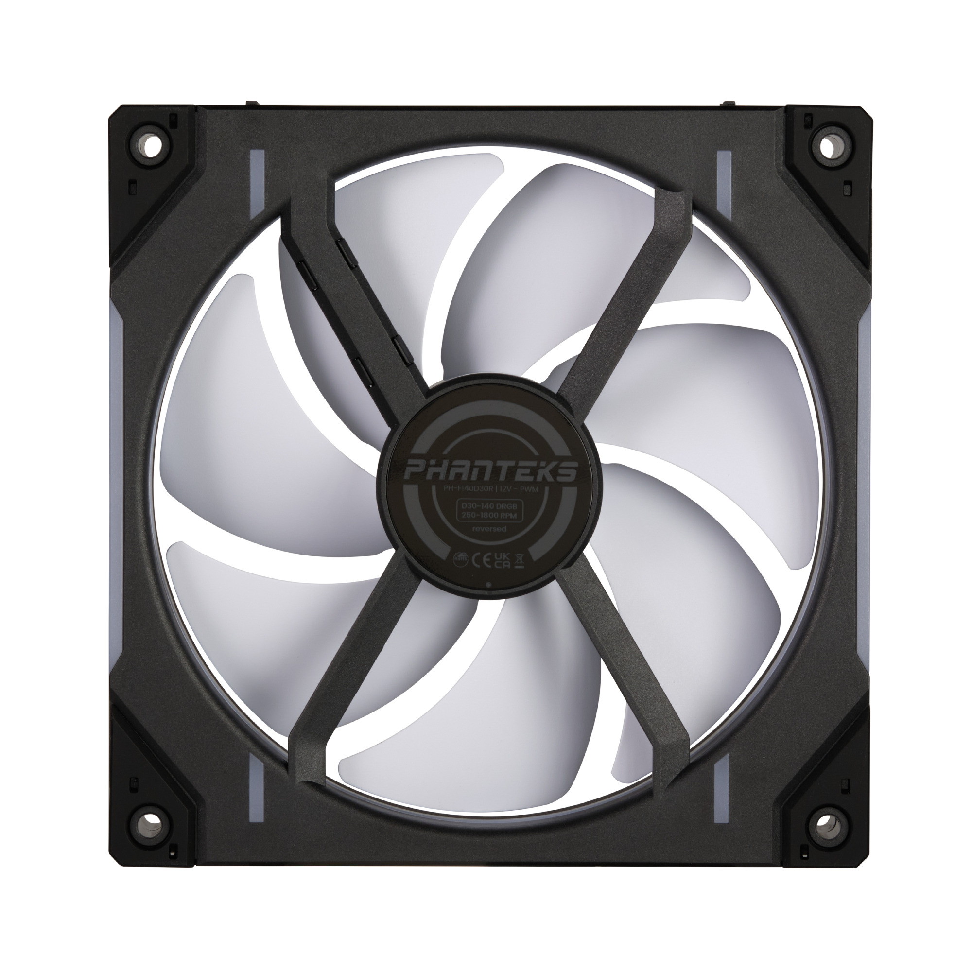 Phanteks - Ventilador Phanteks D30 PWM reverse Airflow D-RGB Negro - 140mm