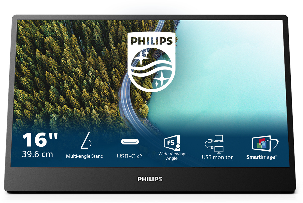 Philips - Monitor Portátil Philips Série 3000 16" 16B1P3302D IPS FHD 75Hz 4ms ( 2x USB-C )
