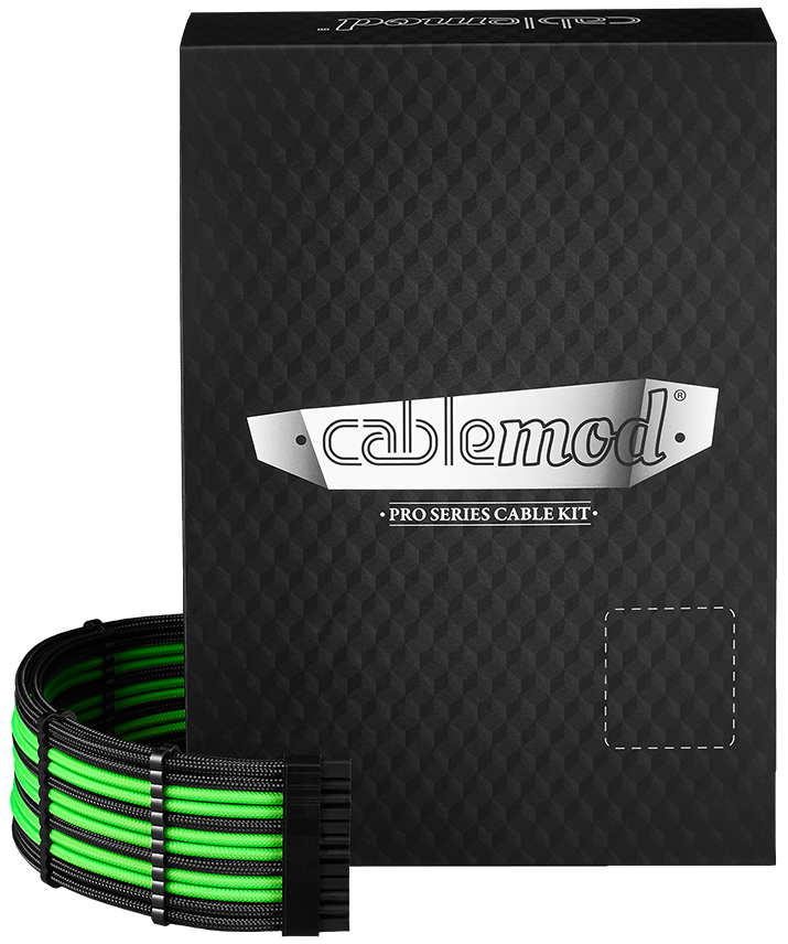 Kit de Cable CableMod C-Series Pro ModMesh 12VHPWR para Corsair RM, RMi, RMx Black Label Negro y Verde