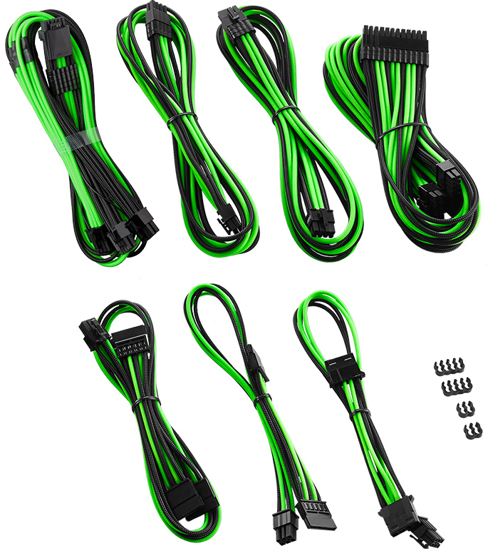 CableMod - Kit de Cable CableMod C-Series Pro ModMesh 12VHPWR para Corsair RM, RMi, RMx Black Label Negro y Verde