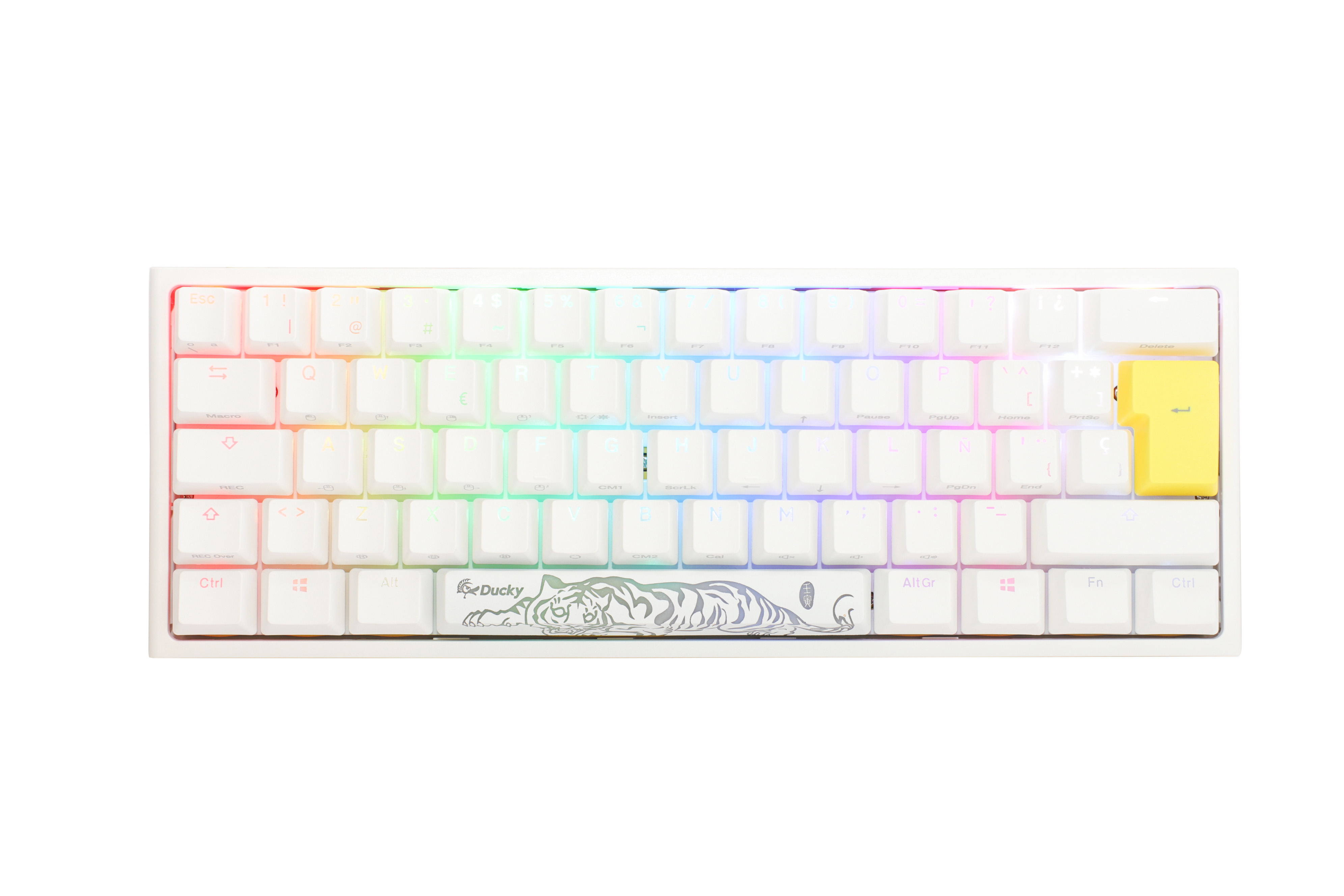 Ducky - Teclado Ducky ONE 2 PRO Classic Mini 60% Pure White, Kailh Red, RGB, PBT - Mecánico (ES)