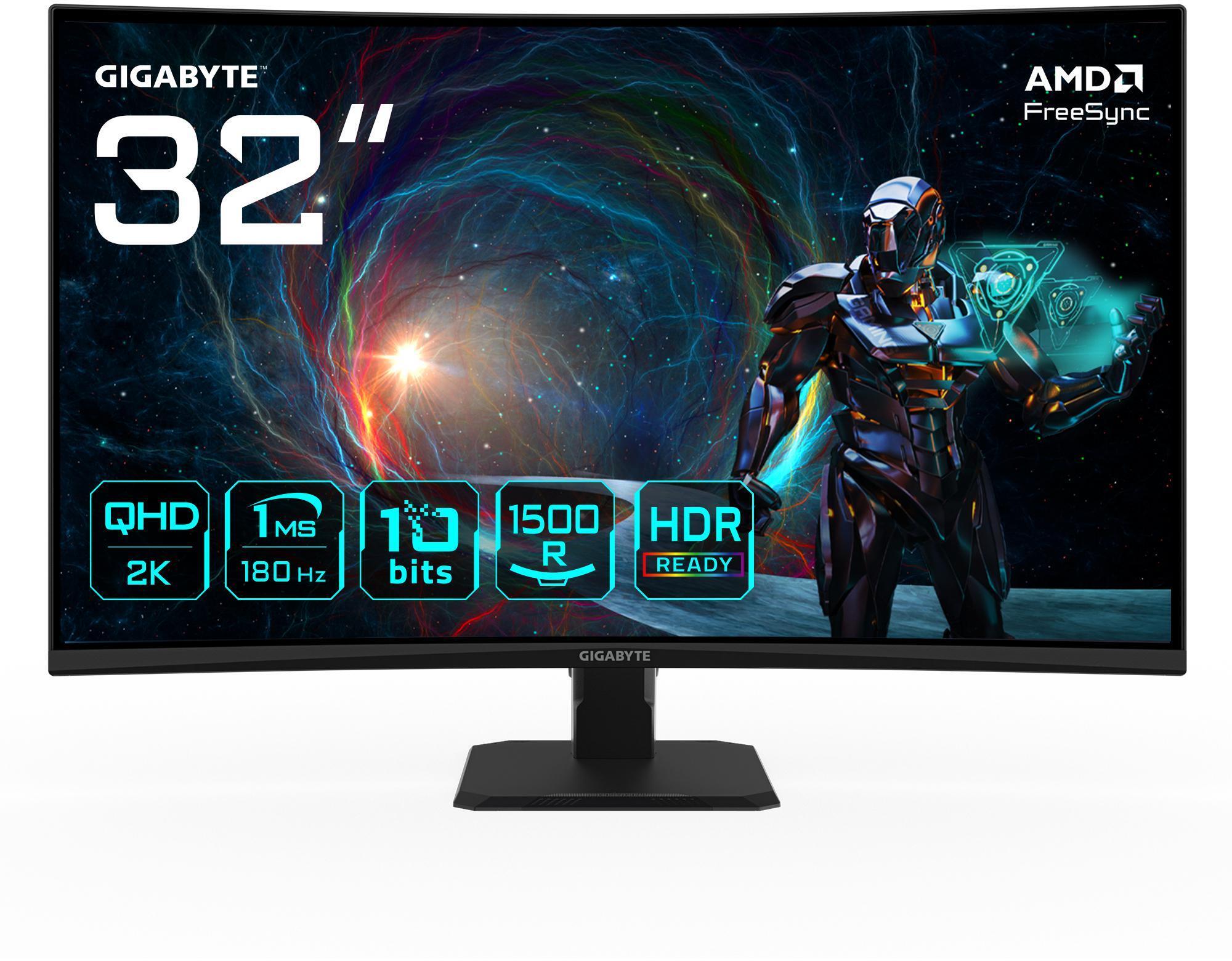 Gigabyte - Monitor Gigabyte 32" GS32QCA VA QHD Curvo 180Hz 1ms FreeSync