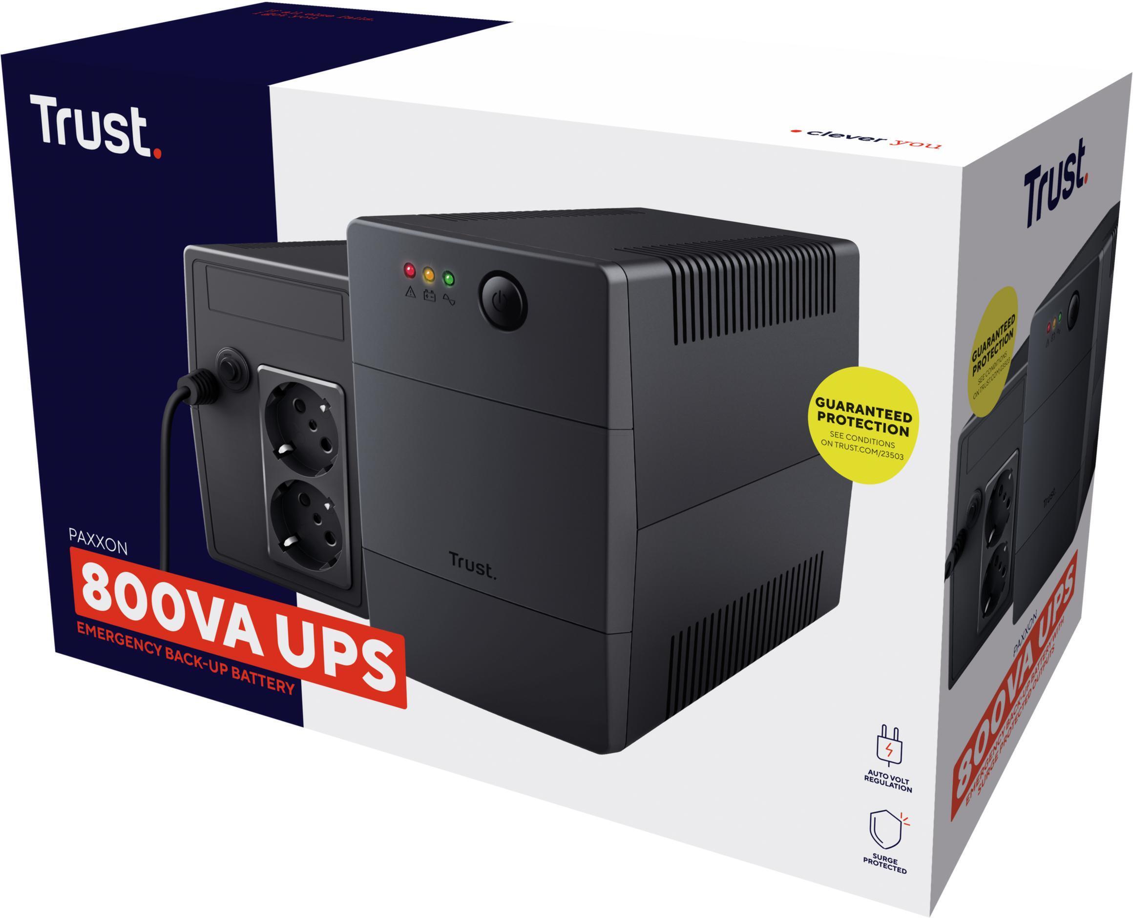 Trust - UPS Trust Ininterrumpida 800VA con 2 Tomas Eléctricas