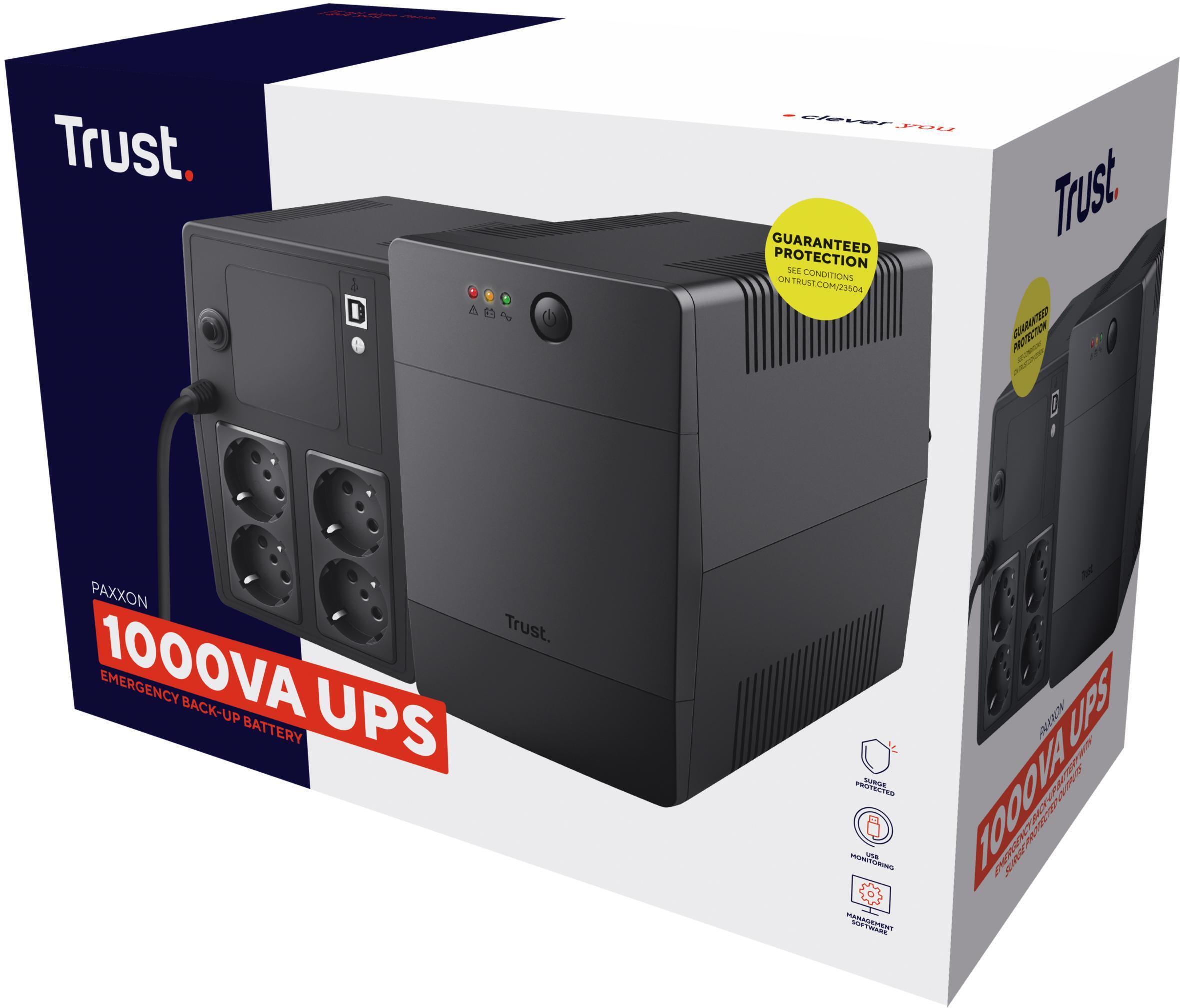 Trust - UPS Trust Ininterrumpida 1000VA con 4 Tomas Eléctricas