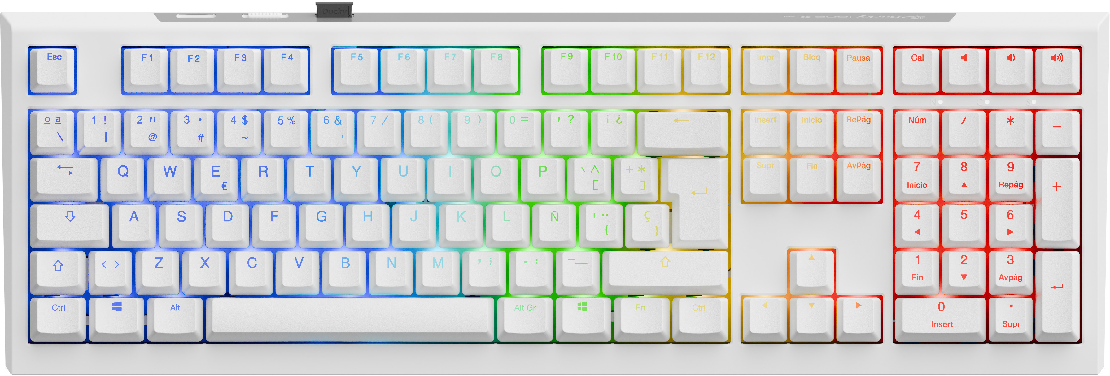 Teclado Mecânico Ducky One X 100% Wireless Pure White RGB Ducky Linear Inductive Switch (ES)