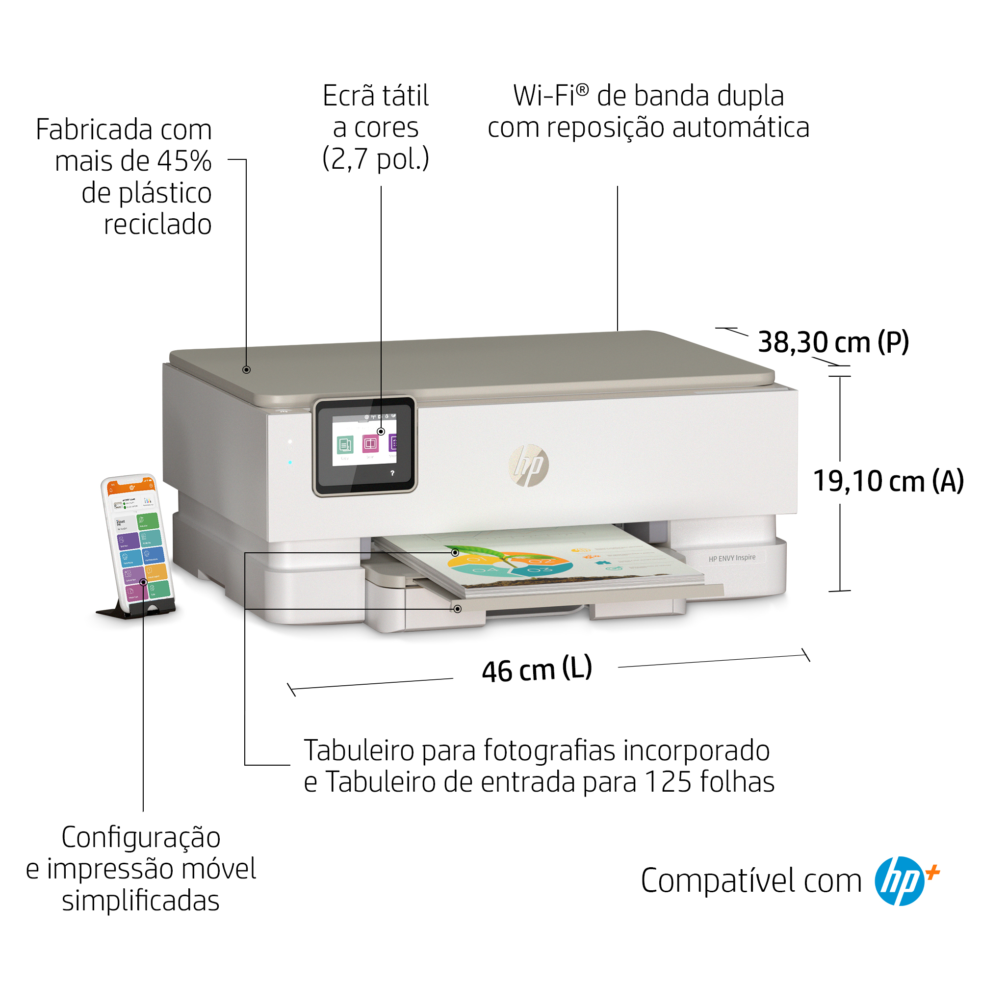 HP - Impresora de Inyección de Tinta HP Envy Inspire 7220e All-In-ONE WiFi