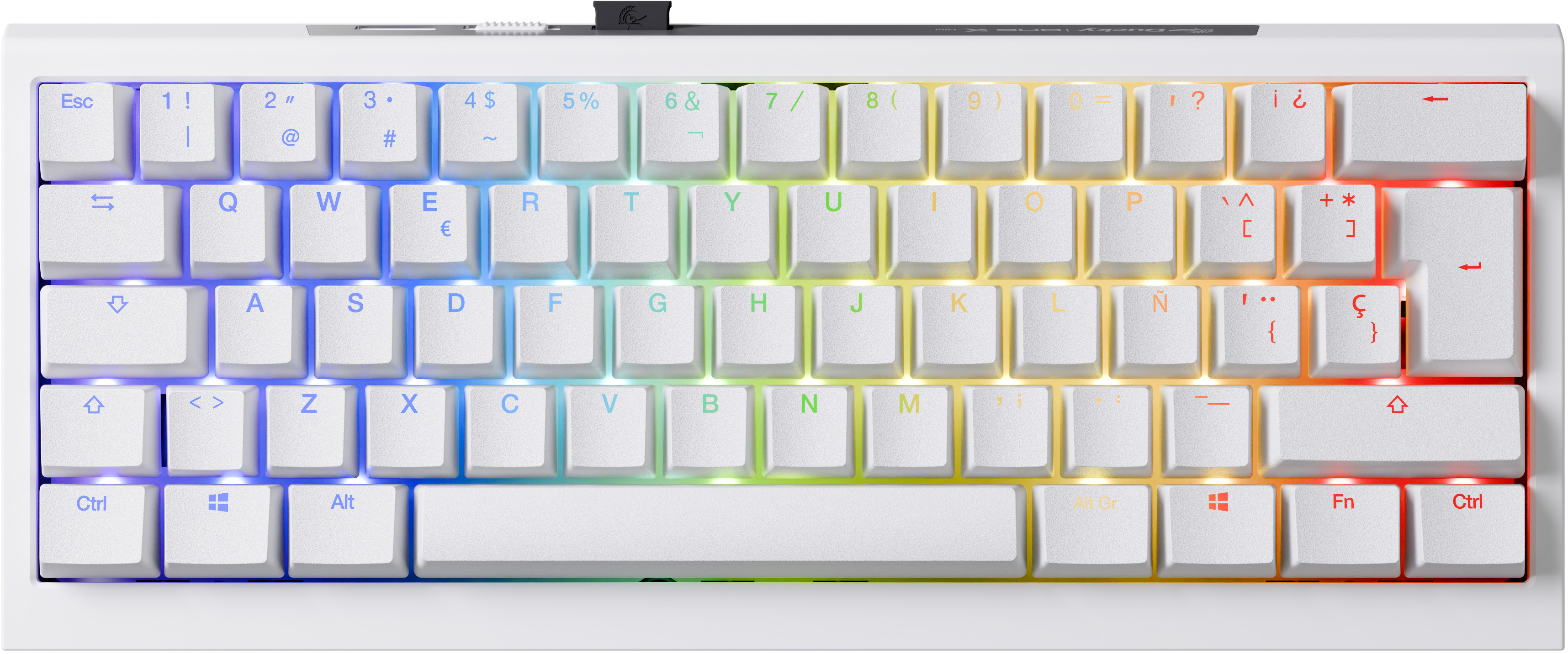 Teclado Mecânico Ducky One X Mini Wireless Pure White RGB Ducky  Linear Inductive Switch (ES)