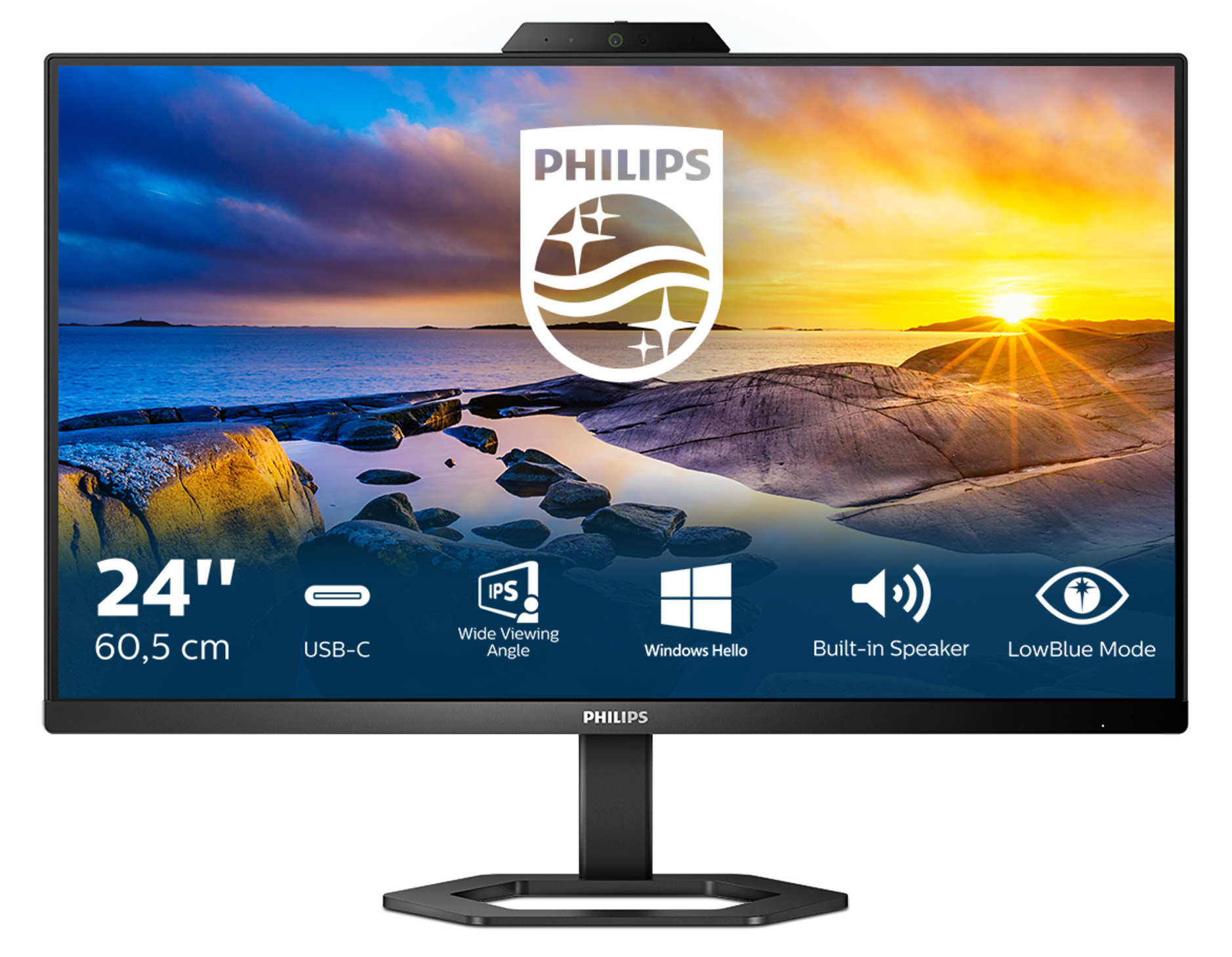 Philips - Monitor Philips 23.8" 24E1N5300HE IPS FHD 75Hz USB-C c/Webcam