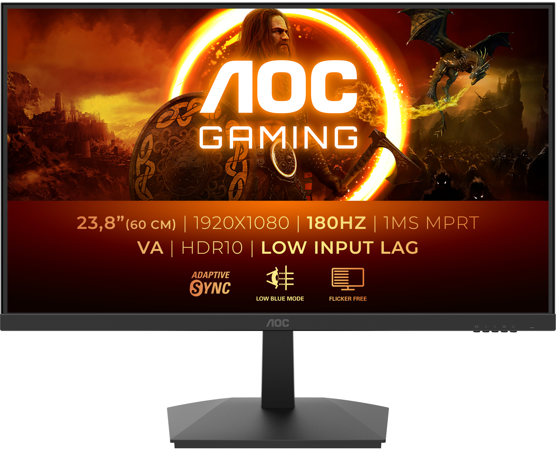 Monitor AOC Gaming 23.8" 24G15N2 VA FHD 180Hz 1ms Adaptive Sync HDR10