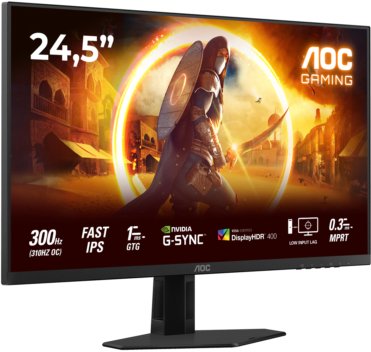 AOC - Monitor AOC Gaming 24.5" 25G4SRE Fast IPS FHD 300Hz (OC 310Hz) 0.3ms G-SYNC Compatible