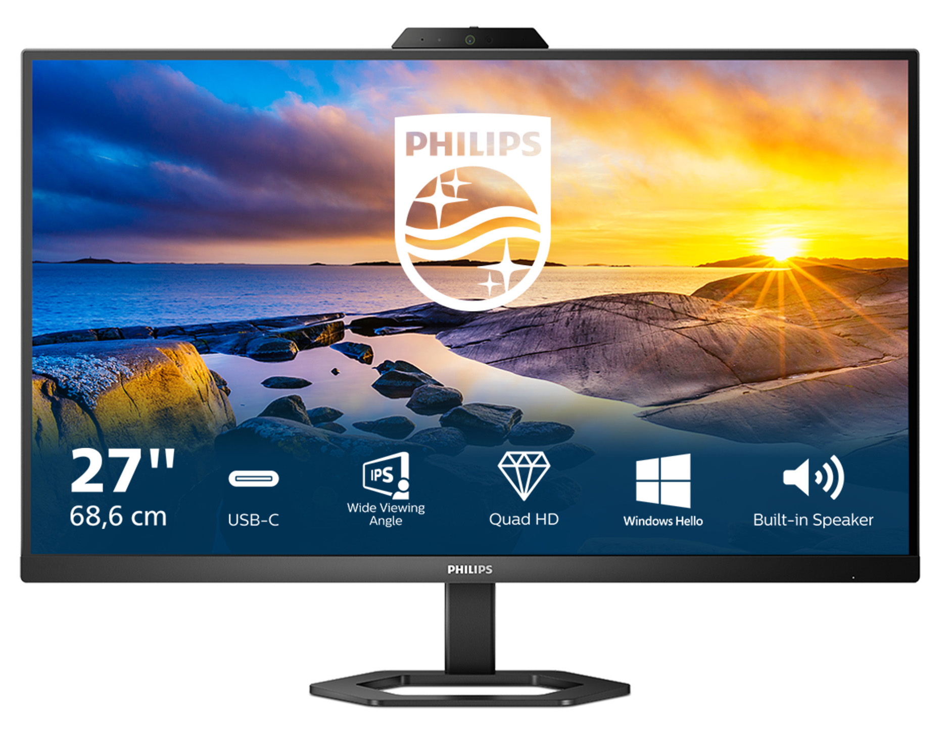 Philips - Monitor Philips 27" 27E1N5600HE IPS QHD 75Hz USB-C c/Webcam