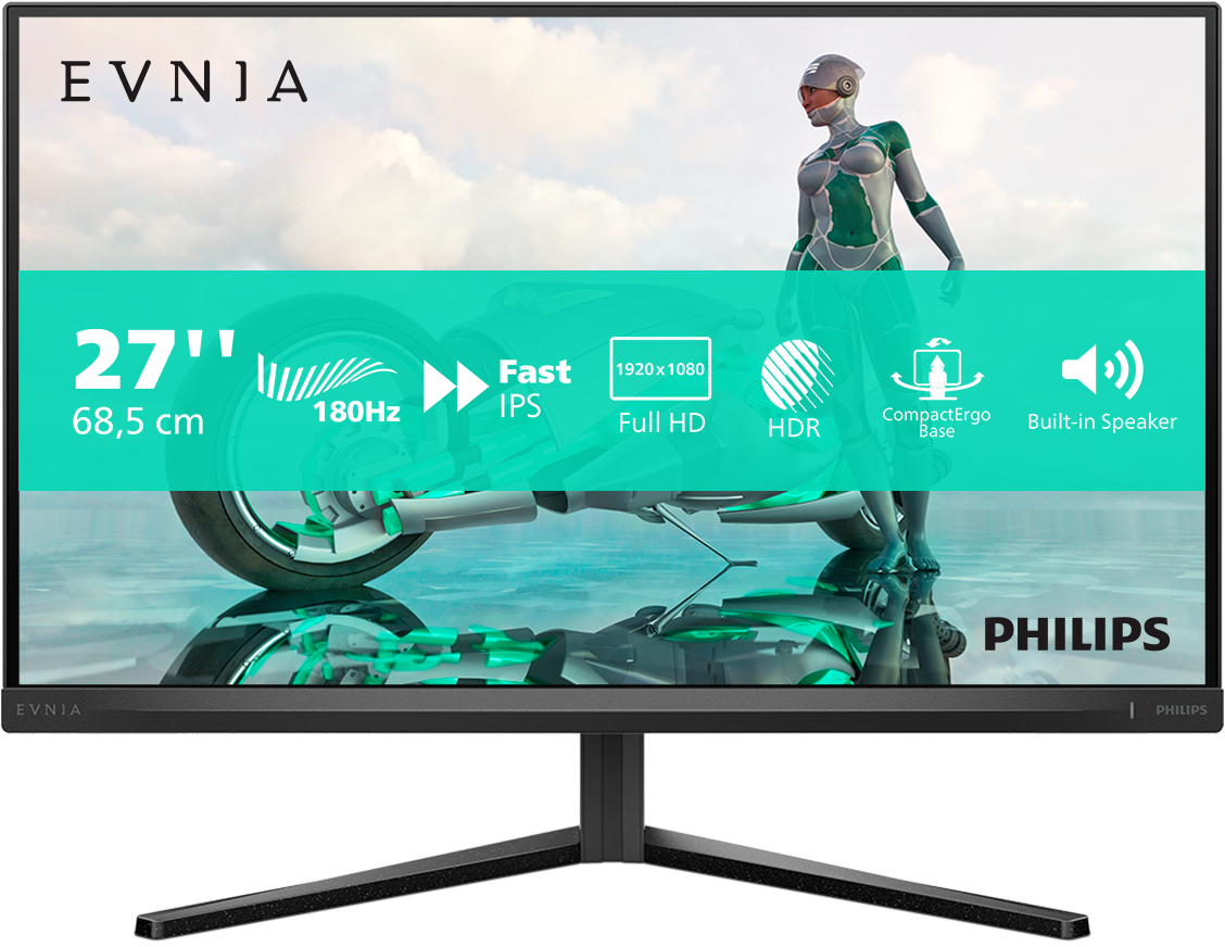 Philips - Monitor Gaming Philips EVNIA 27" 27M2N3200A IPS FHD 180Hz 0.5ms HDR10 c/Ajuste Alt.