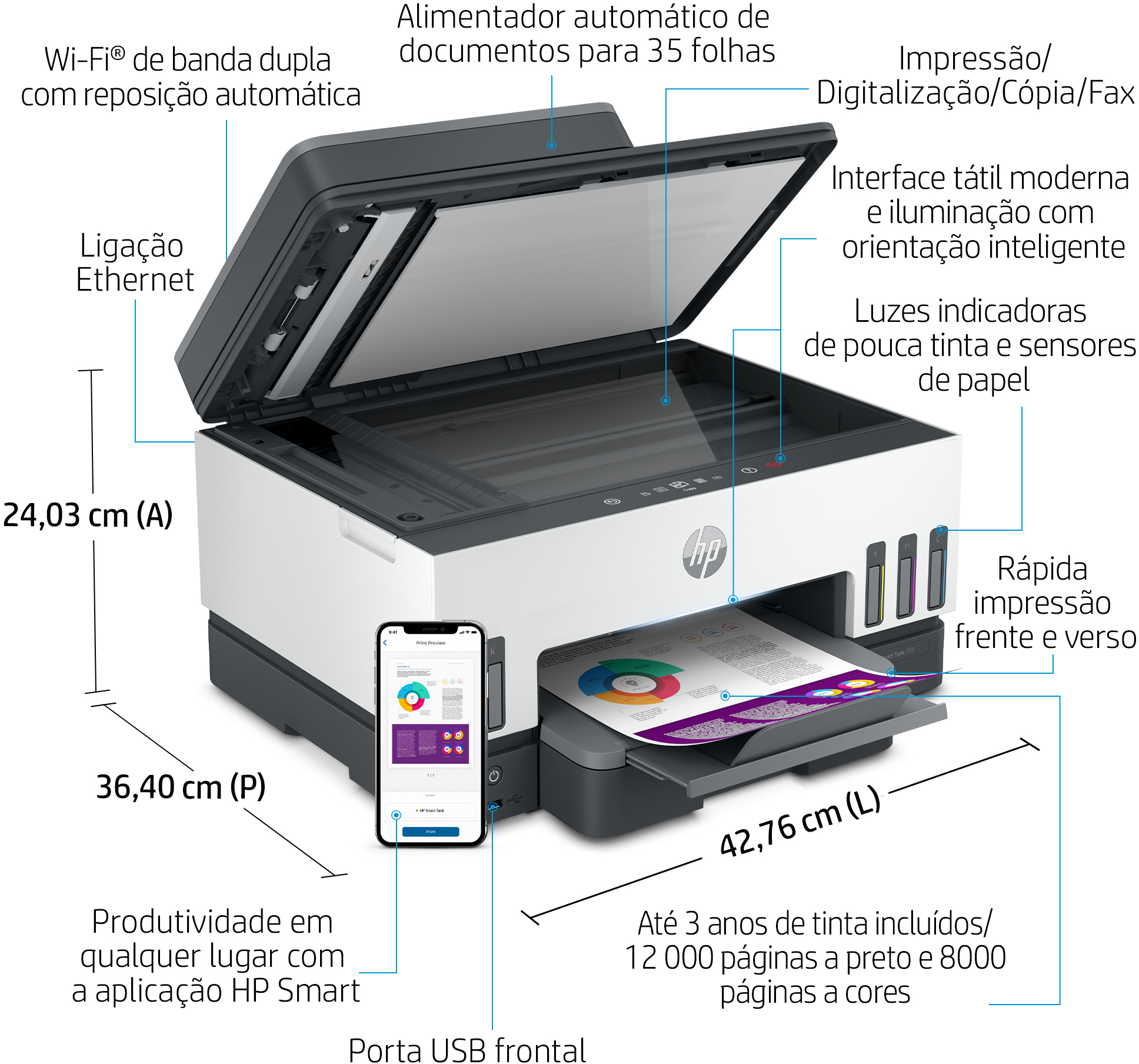  - Impresora Multifunción de Inyección de Tinta HP Smart Tank 7605 Todo-en-Uno WiFi