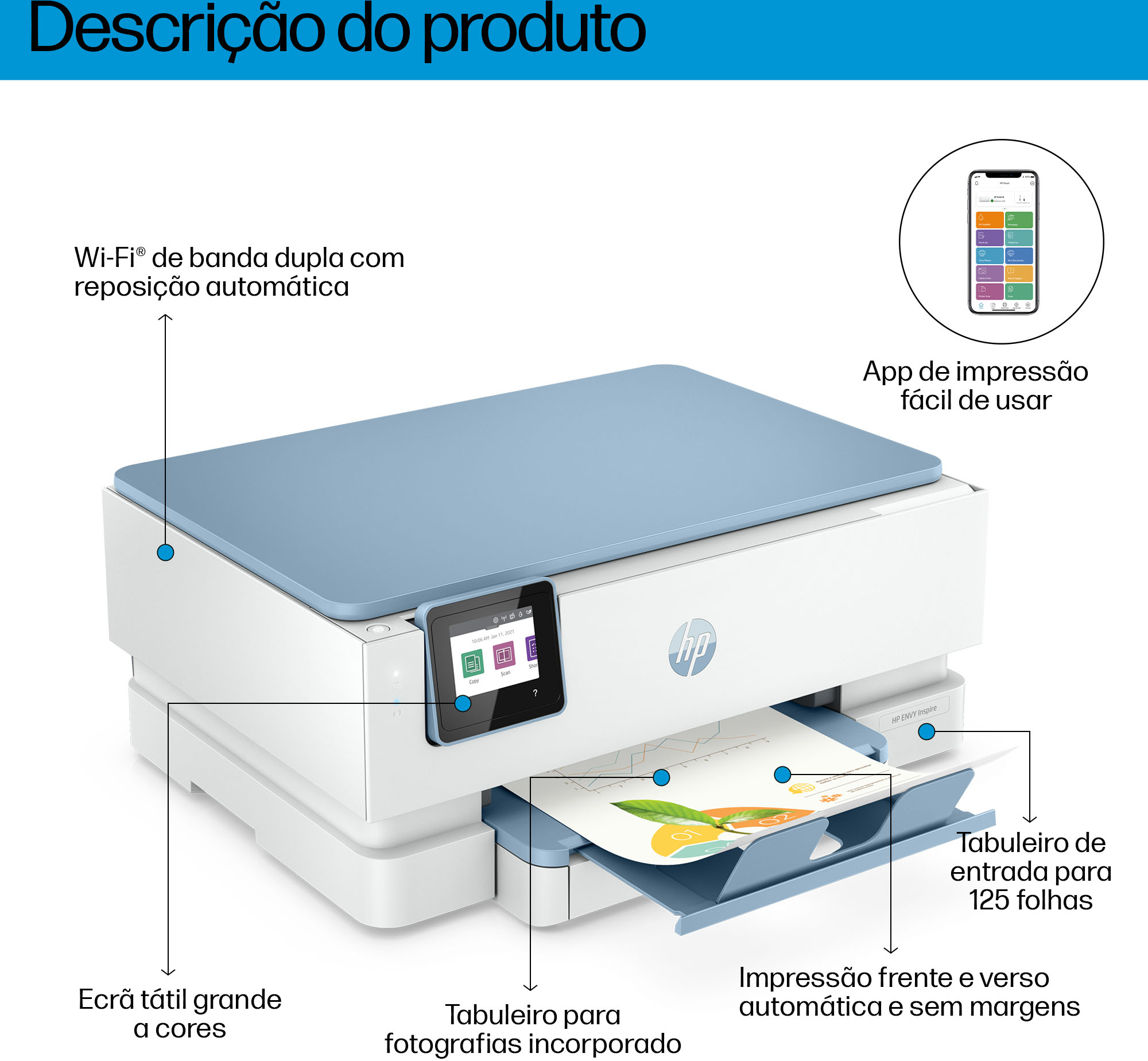  - Impresora Multifunción de Inyección de Tinta HP Envy Inspire 7221e Todo-en-Uno WiFi