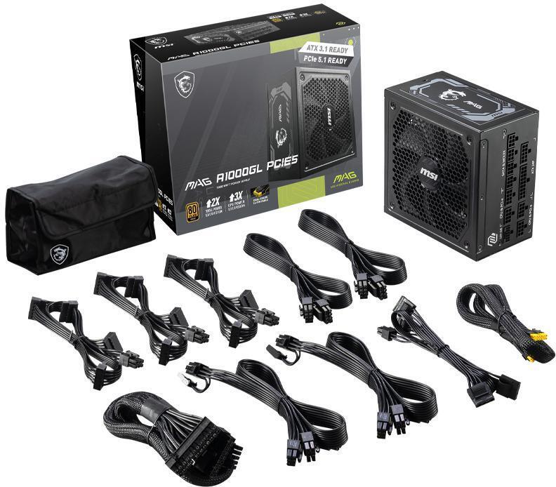 MSI - Fuente Alimentación Modular MSI MAG A1000GL 1000W 80+ Gold PCIE 5.1