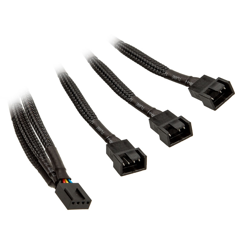Cable de extensión en Y EKWB para 3 x Ventiladores PWM Sleeved 10cm Negro