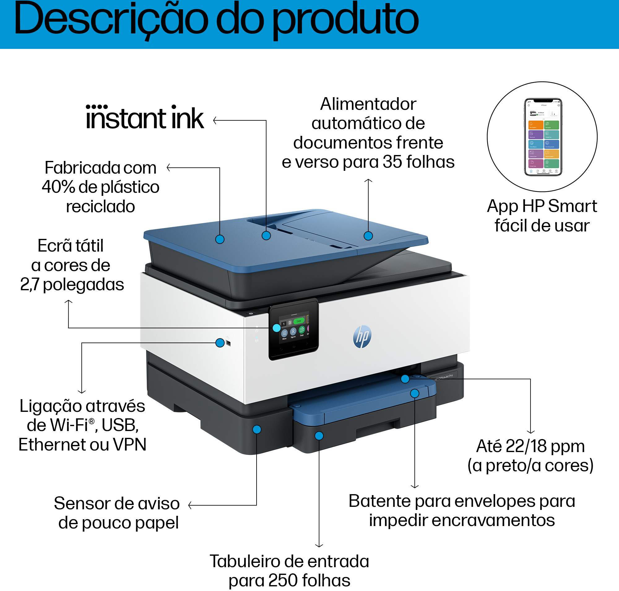  - Impresora Multifunción de Inyección de Tinta HP OfficeJet Pro 9125e Todo-en-Uno WiFi