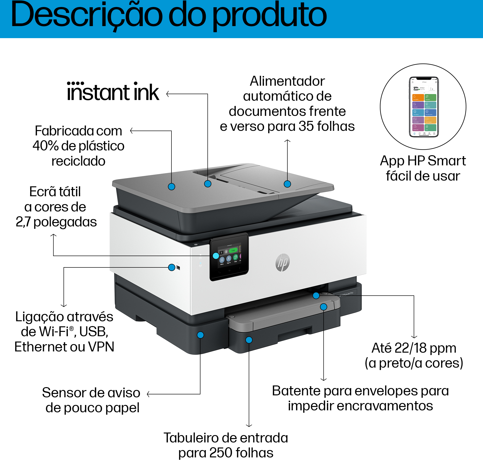  - Impresora Multifunción de Inyección de Tinta HP OfficeJet Pro 9122e Todo-en-Uno WiFi