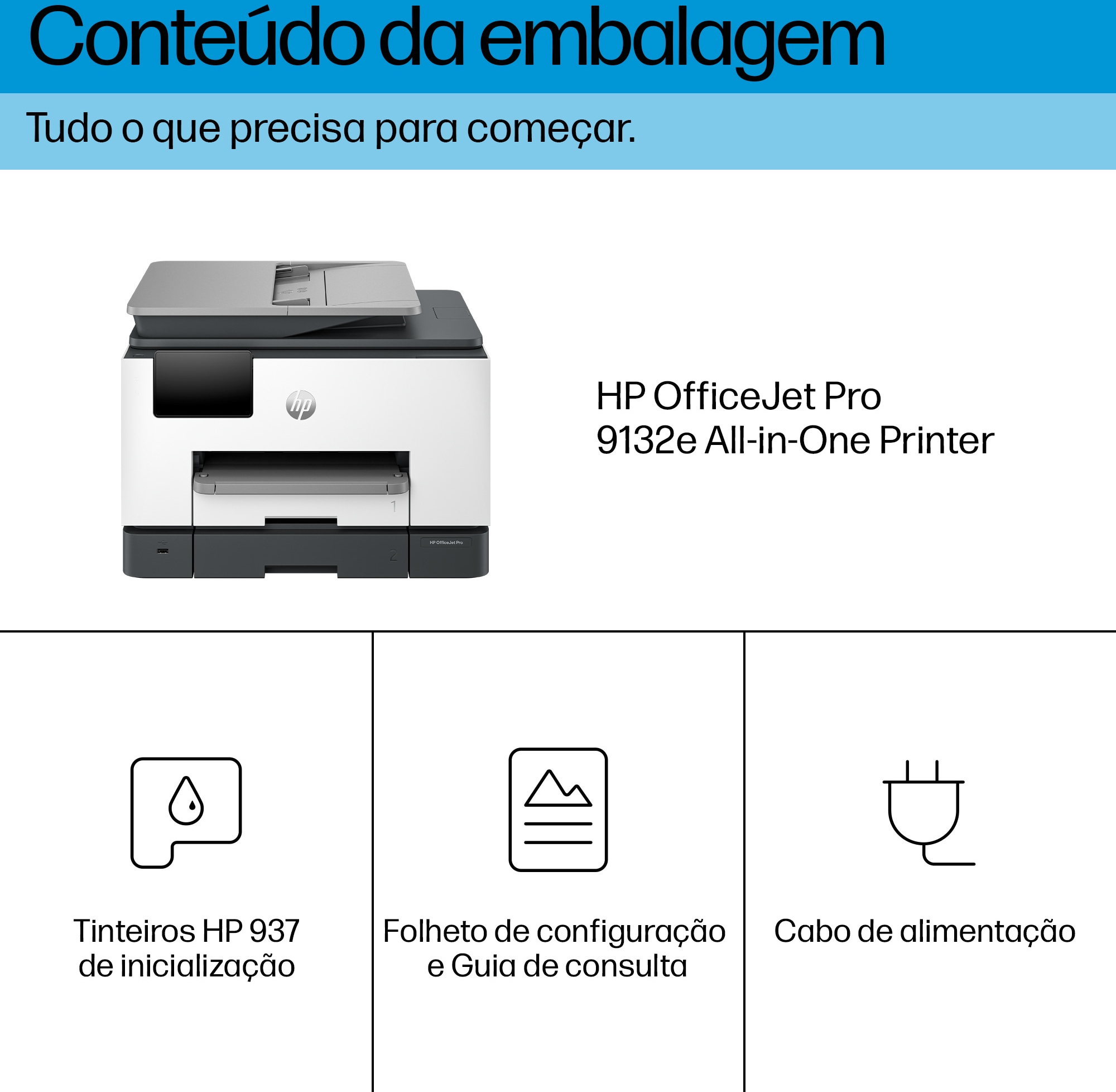 HP - Impressora Multifunções a Jato de Tinta HP OfficeJet Pro 9132e All-in-One WiFi