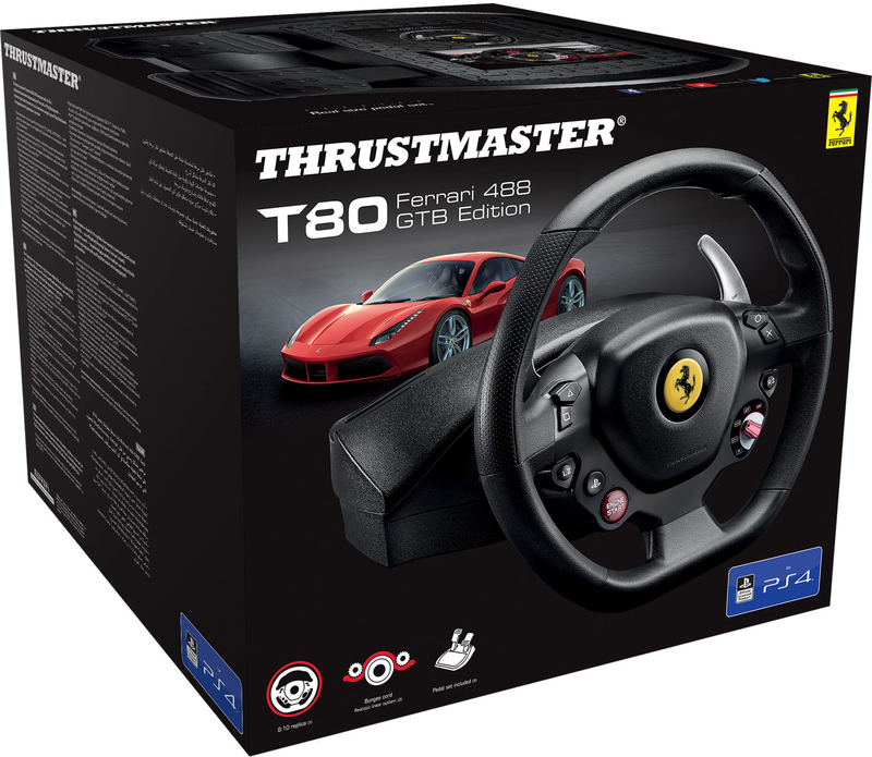 Thrustmaster - Volante + Pedales Thrustmaster T80 RW Ferrari 488 GTB - PS5 / PS4 / PC