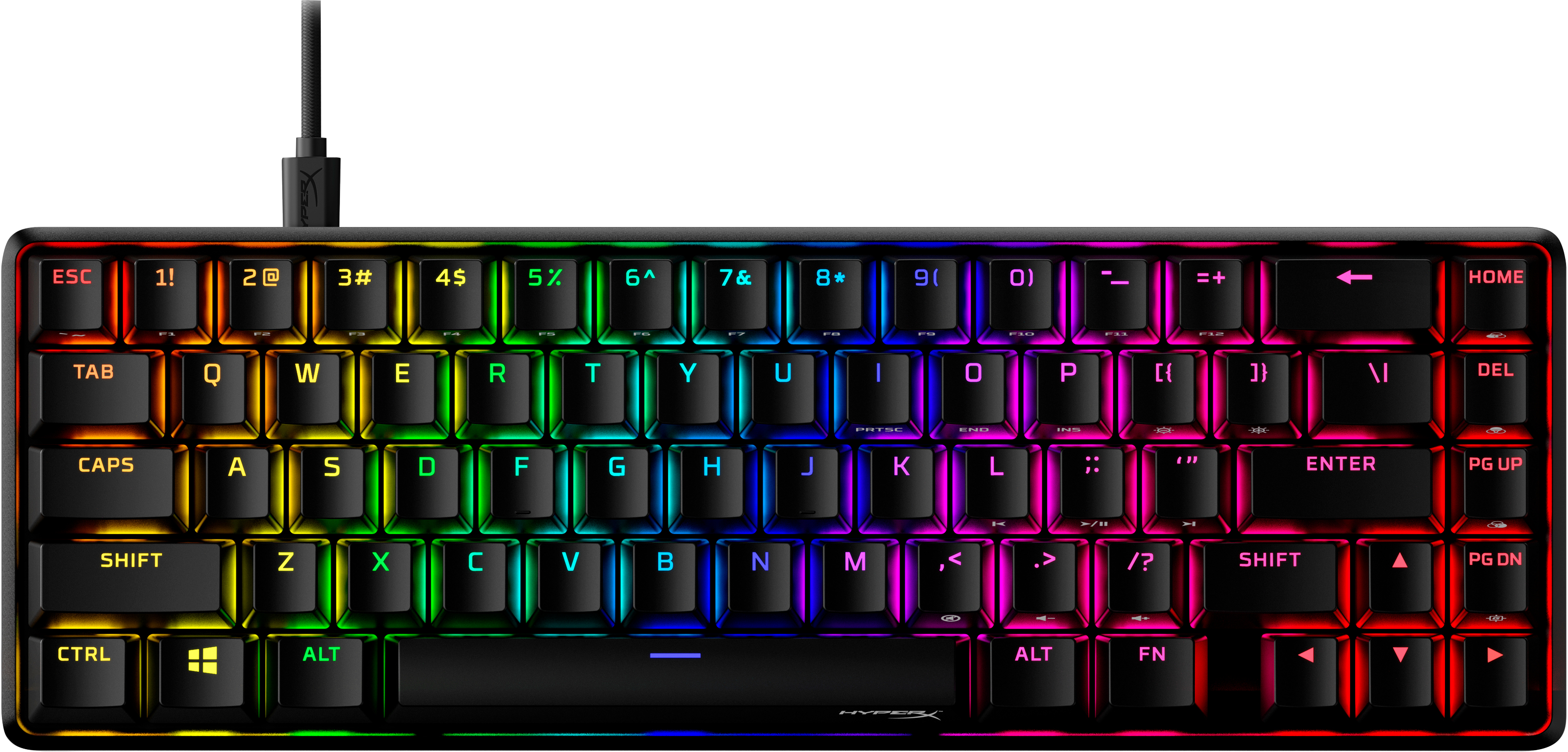 HyperX - Teclado Mecânico HyperX Origins 65% RGB Gaming US HyperX Red Switches