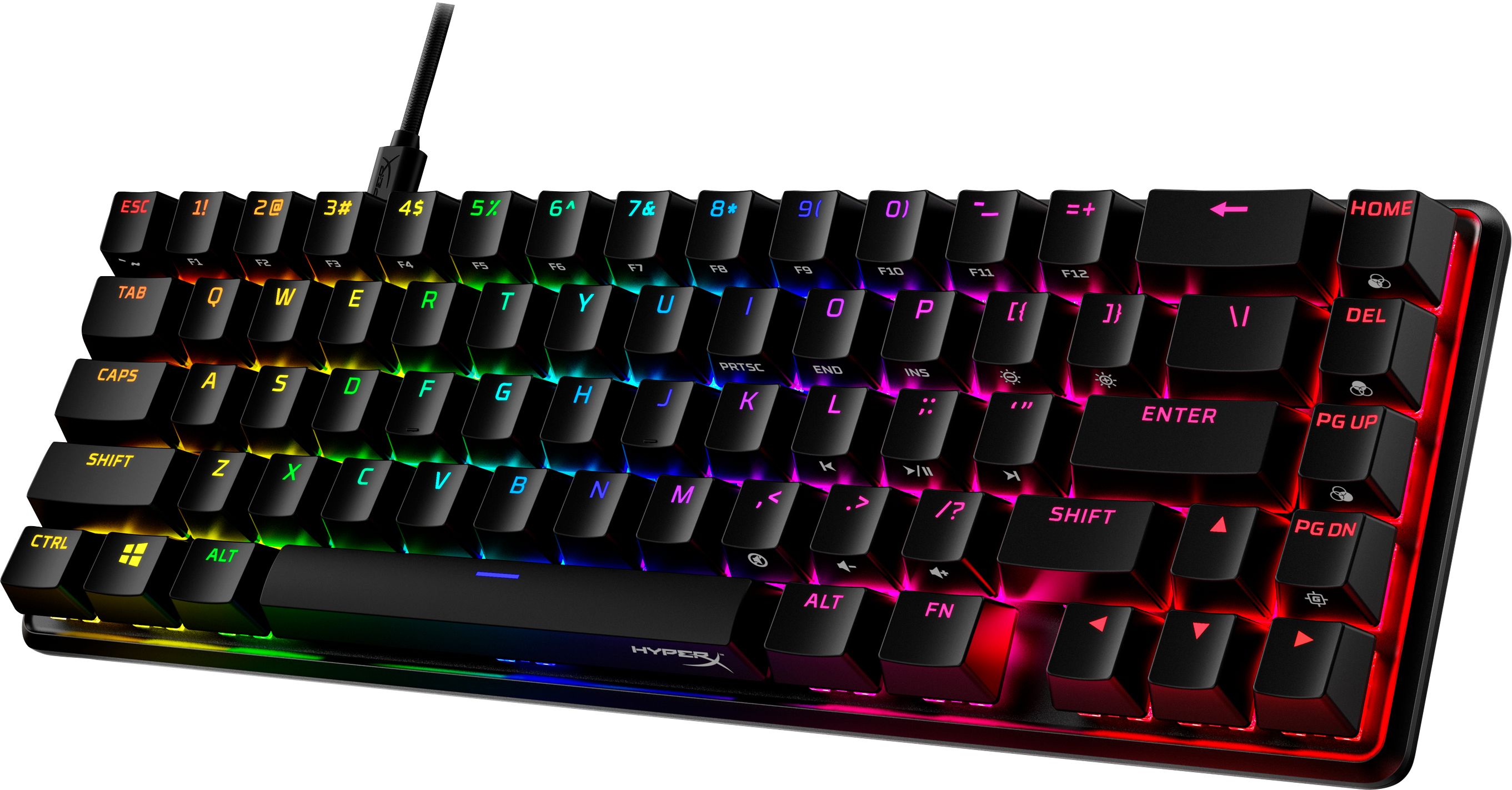 HyperX - Teclado Mecânico HyperX Origins 65% RGB Gaming US HyperX Red Switches