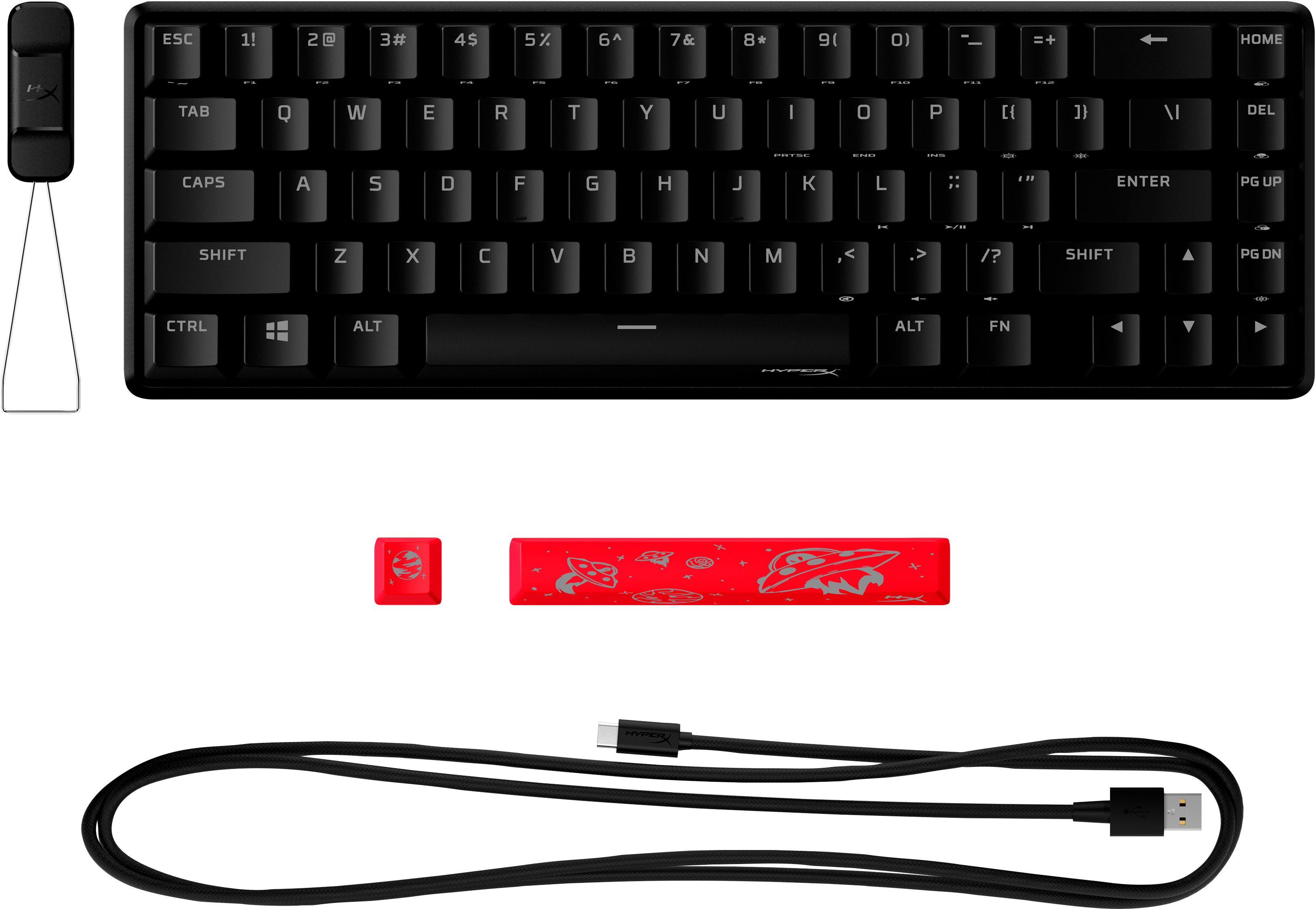 HyperX - Teclado Mecânico HyperX Origins 65% RGB Gaming US HyperX Red Switches