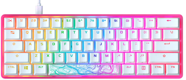 HyperX - Teclado Mecânico HyperX Alloy Origins 60% RGB Gaming US HyperX Red Switches Rosa