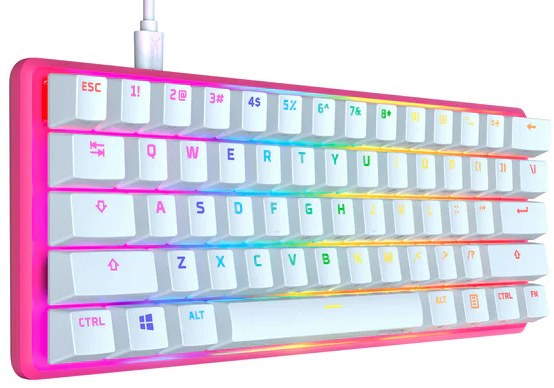 HyperX - Teclado Mecânico HyperX Alloy Origins 60% RGB Gaming US HyperX Red Switches Rosa