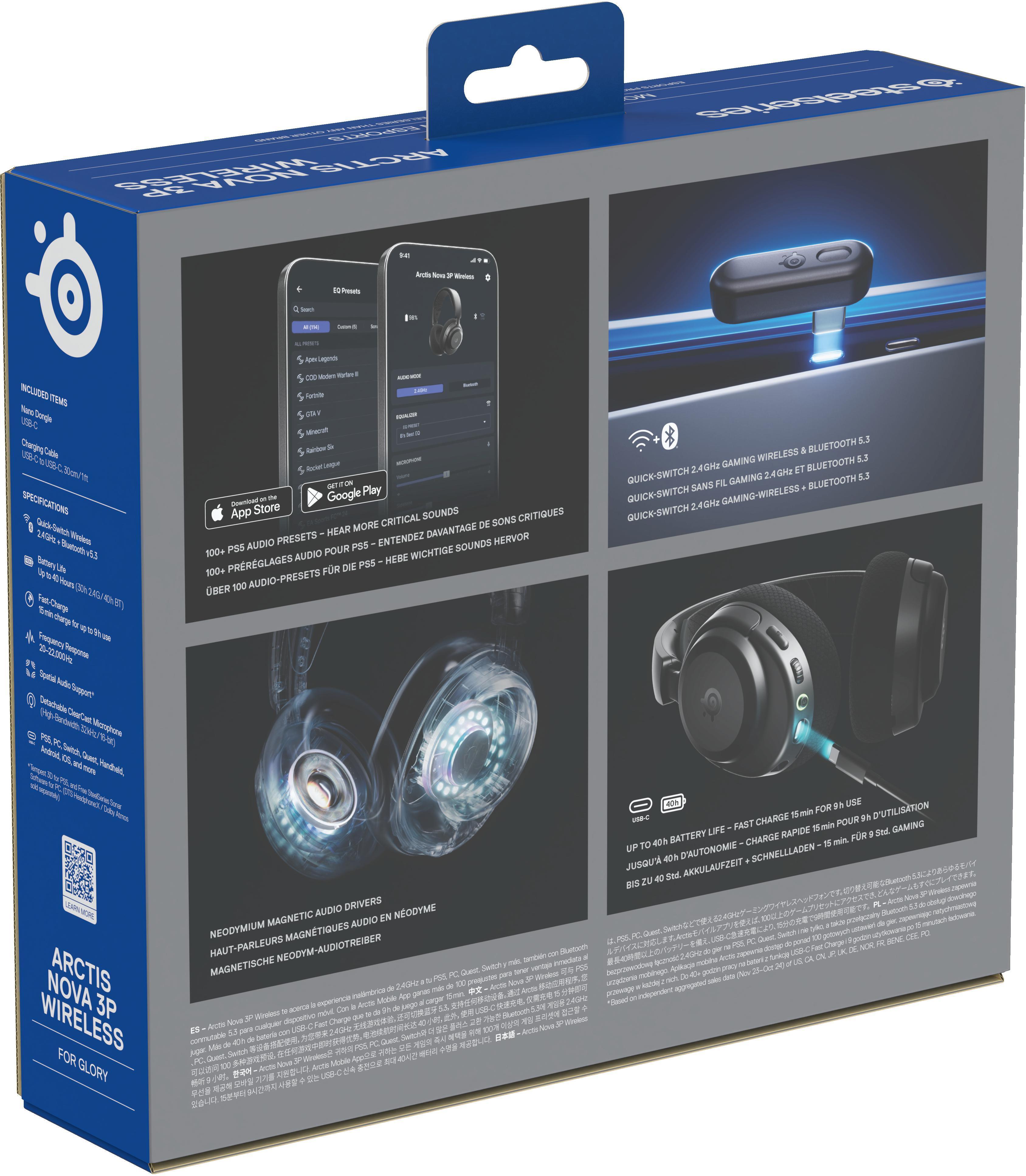 SteelSeries - Auriculares SteelSeries Arctis Nova 3P Wireless/Bluetooth Negro