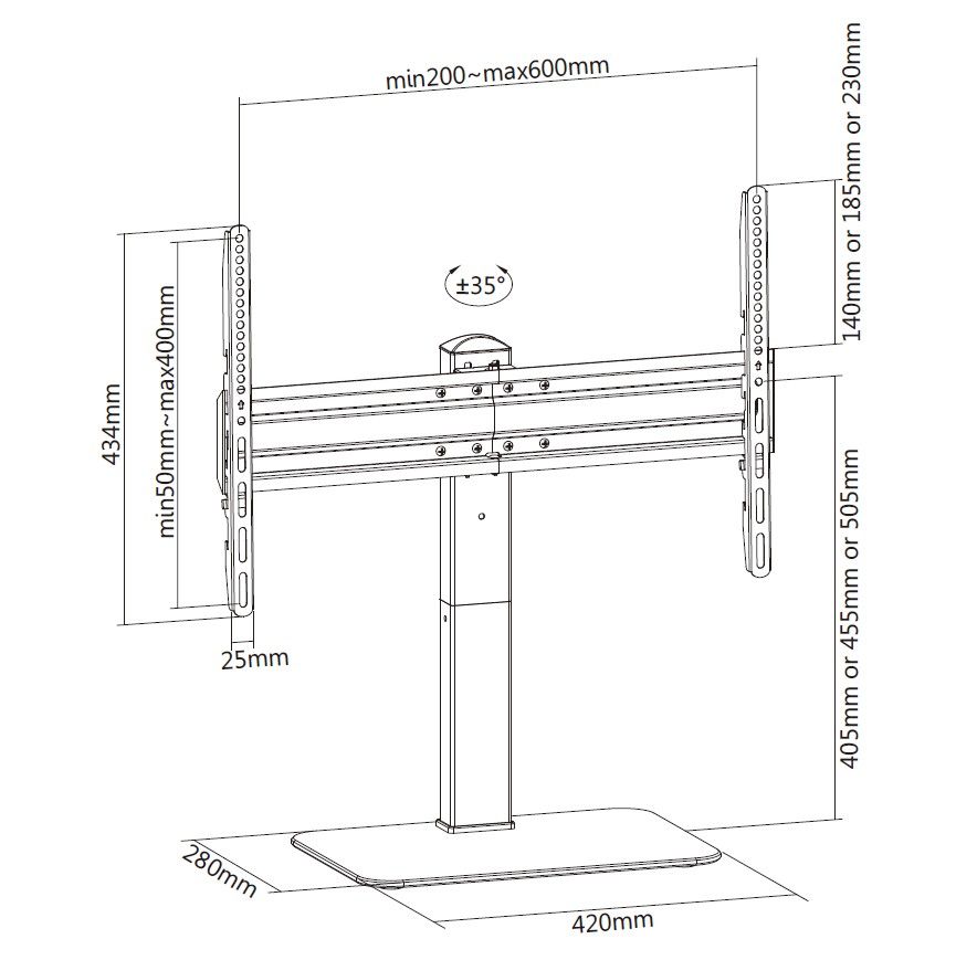 Equip - Soporte de Mesa Tabletop Equip para TV 37" a 70" Máx. 40kg