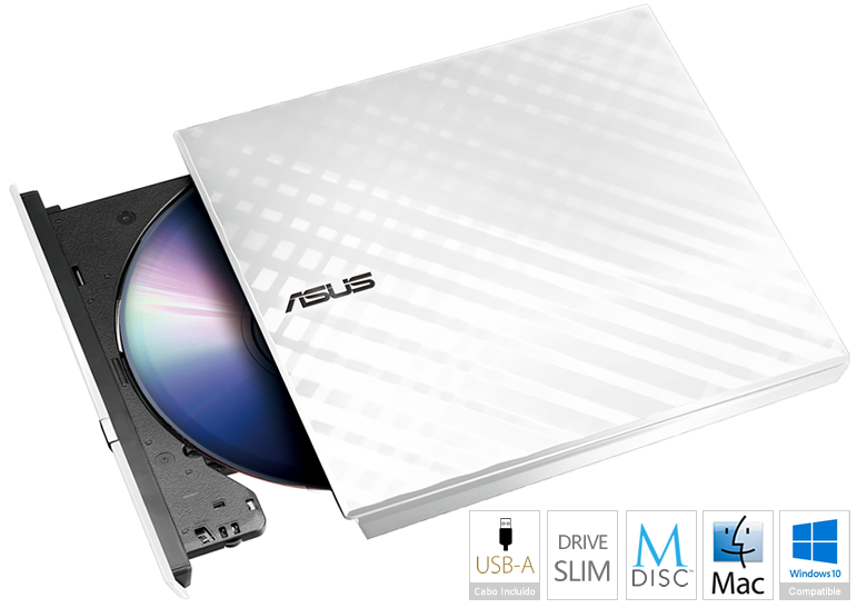 Asus - Grabadora DVD±R Asus SDRW-08D2S-U Lite 8x Blanco USB 2.0