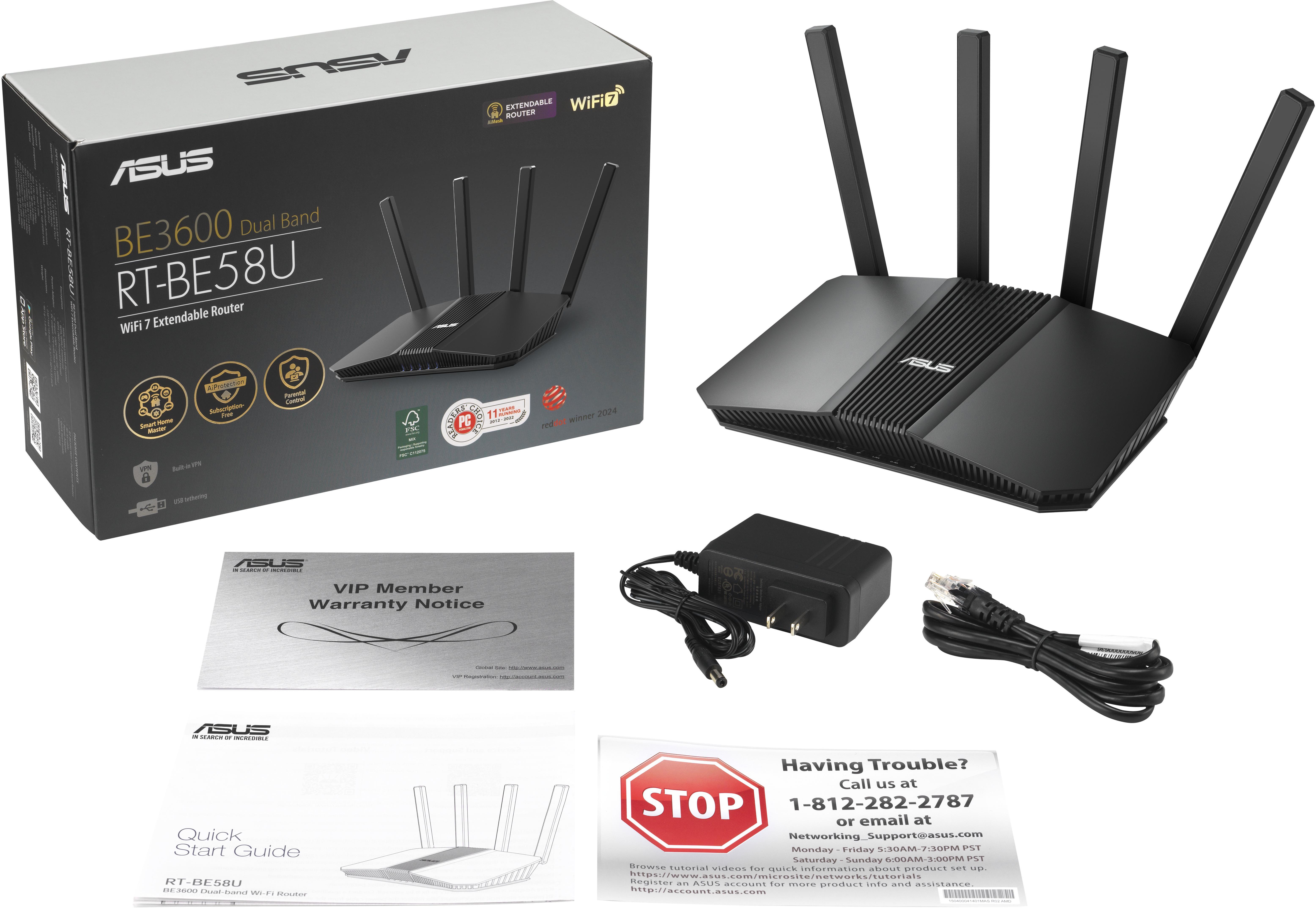 Asus - Router ASUS ASUS RT-BE58U Dual-band 2.5GbE AiMesh Extendable WiFi 7