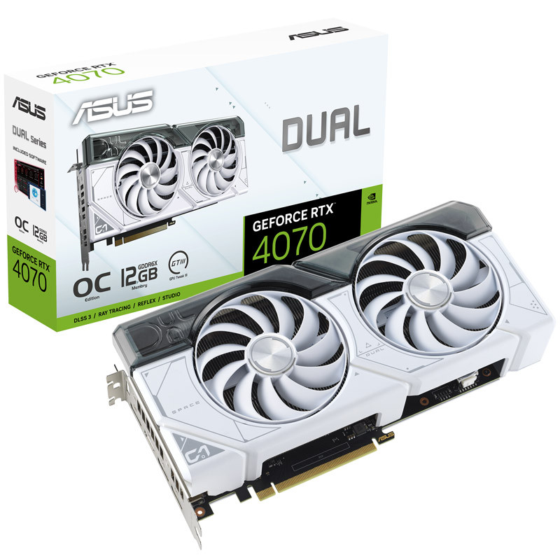 Asus - Tarjeta Gráfica Asus GeForce® RTX 4070 Dual OC White 12GB GDDR6X DLSS3