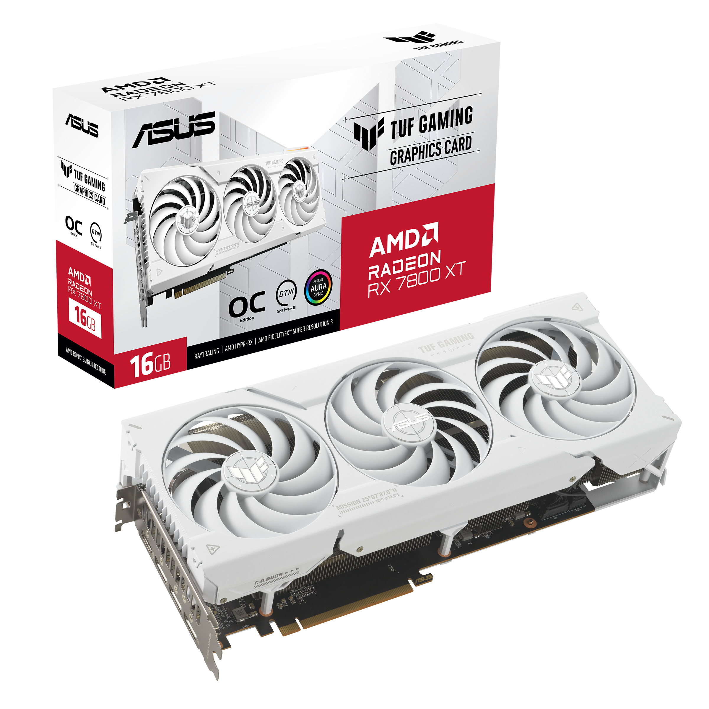 Asus - Tarjeta Gráfica Asus Radeon RX 7800 XT TUF Gaming OC White 16GB