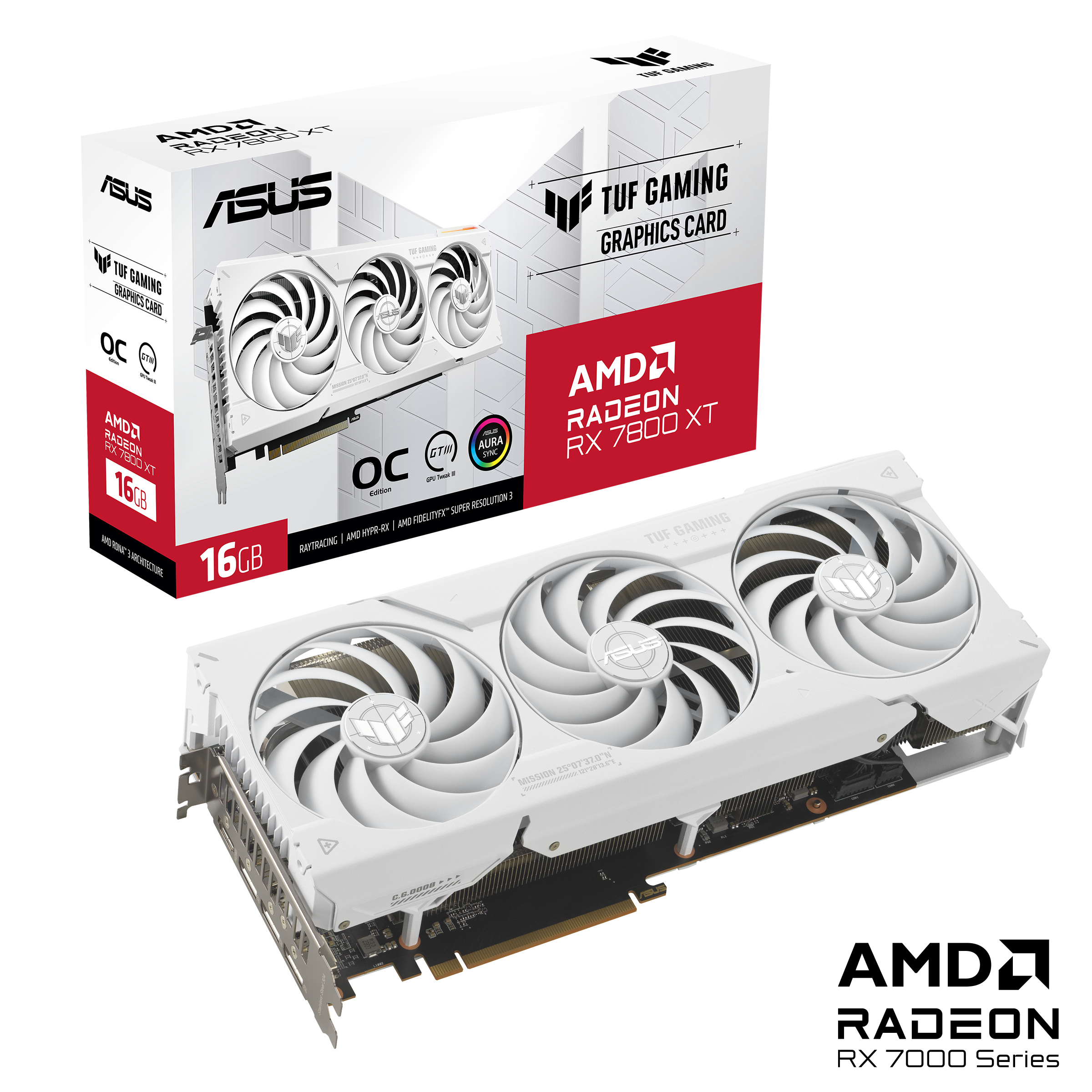 Asus - Tarjeta Gráfica Asus Radeon RX 7800 XT TUF Gaming OC White 16GB