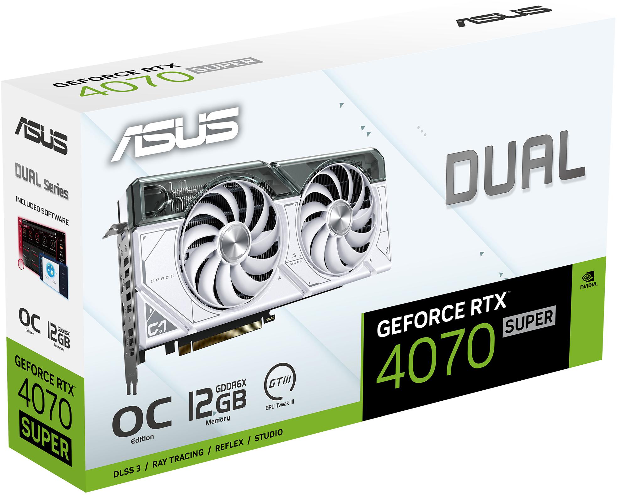 Asus - Tarjeta Gráfica Asus GeForce® RTX 4070 SUPER Dual OC White 12GB GDDR6X DLSS3