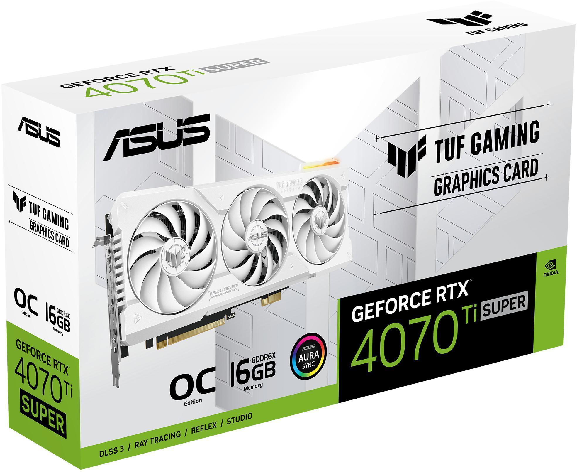 Asus - Tarjeta Gráfica Asus GeForce® RTX 4070 Ti SUPER TUF Gaming BTF OC White 16GB GDDR6X DLSS3