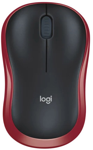 Logitech - Ratón Óptico Logitech M185 Wireless 1000DPI Negro/Rojo