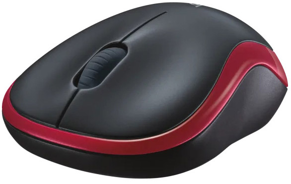 Logitech - Ratón Óptico Logitech M185 Wireless 1000DPI Negro/Rojo