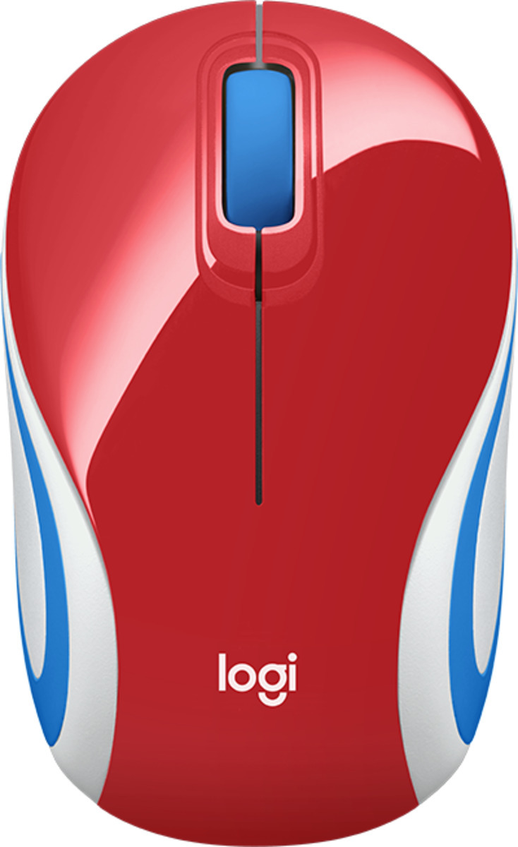 Logitech - Ratón Óptico Logitech M187 Mini Wireless 1000DPI - Rojo