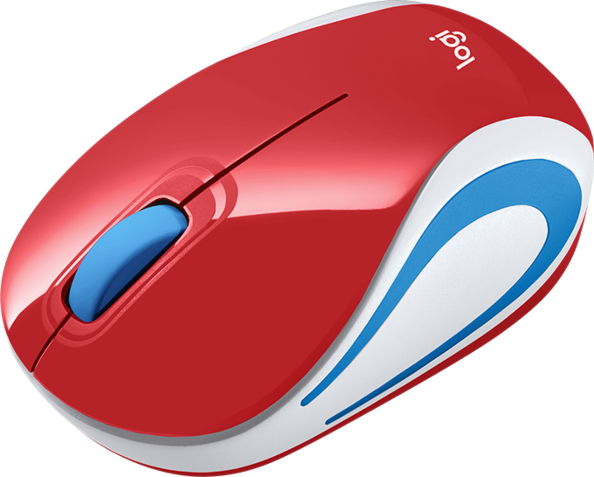 Logitech - Ratón Óptico Logitech M187 Mini Wireless 1000DPI - Rojo