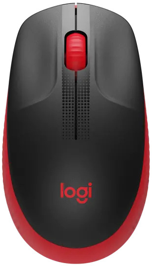 Logitech - Ratón Óptico Logitech M190 Full-Size Wireless 1000DPI Negro/Rojo